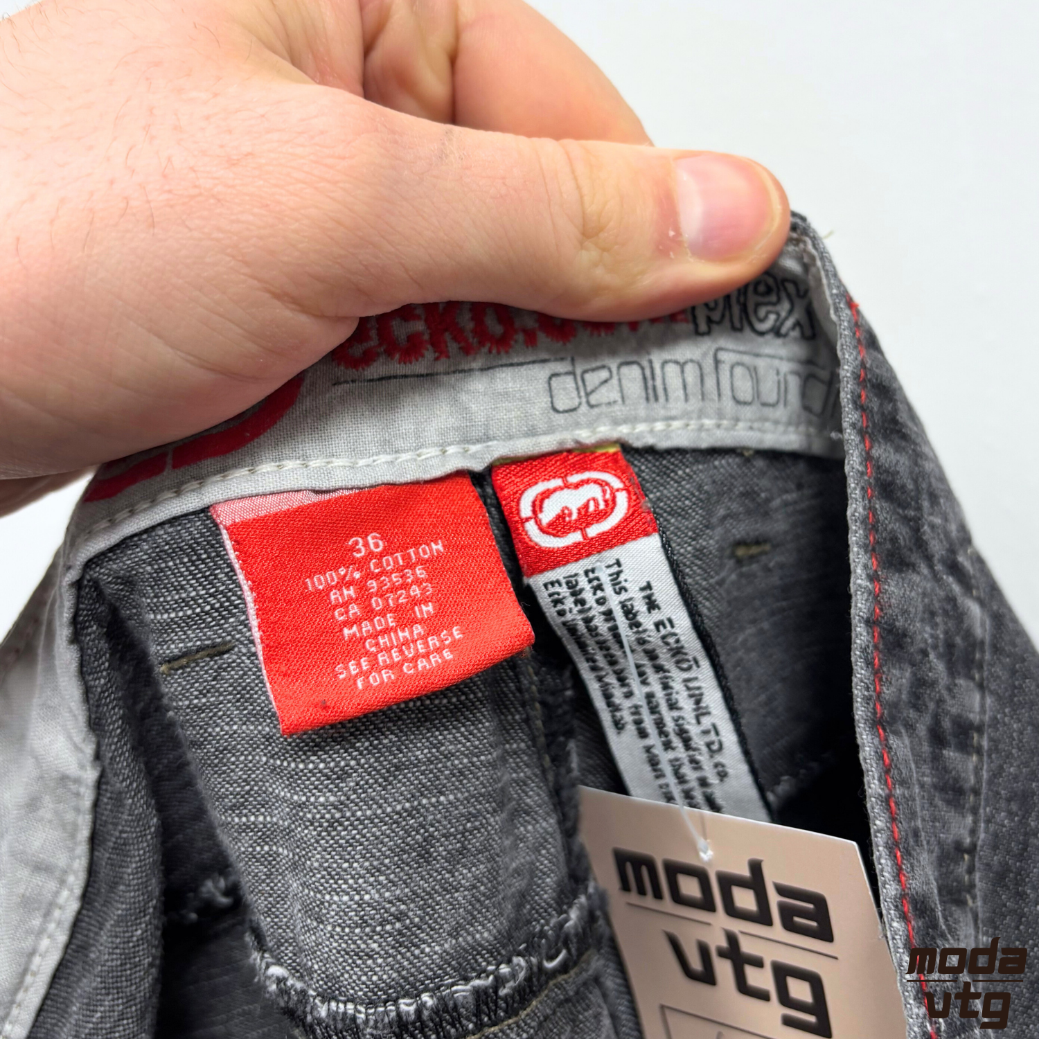 Vintage Y2K Ecko Unltd Denim Jeans Grey XL 36’ Baggy Hiphop