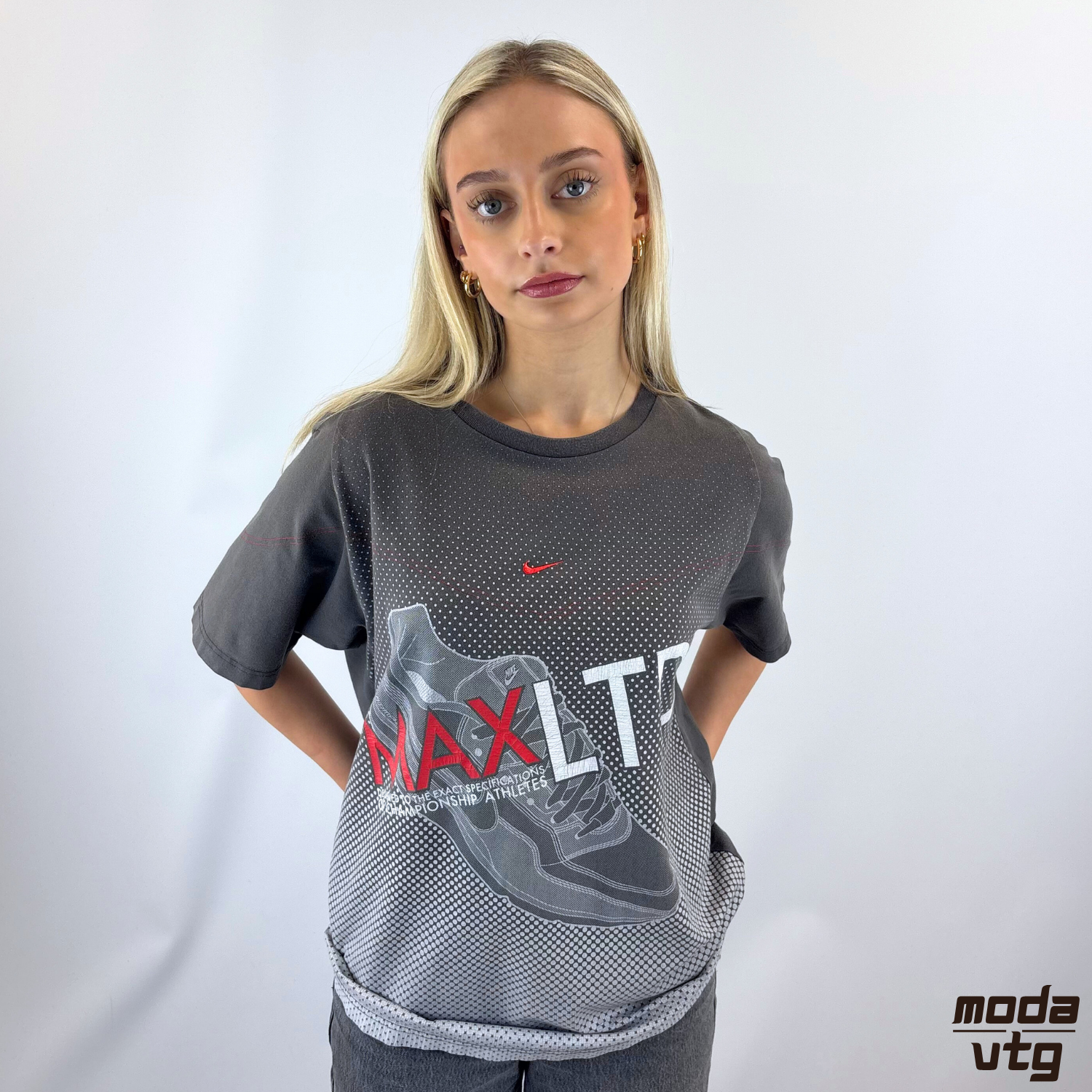 Vintage Y2K Nike Air T-Shirt Grey Large Max Ltd