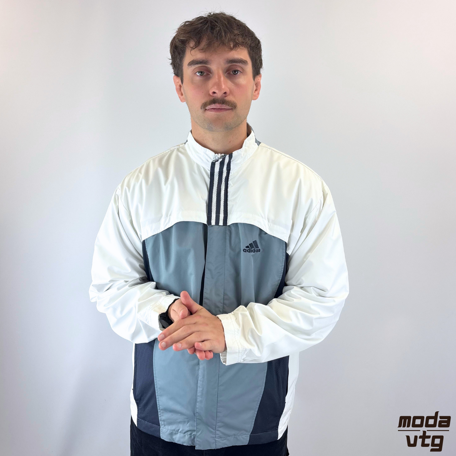 Vintage Y2K Adidas Track Jack Grey Large Retro