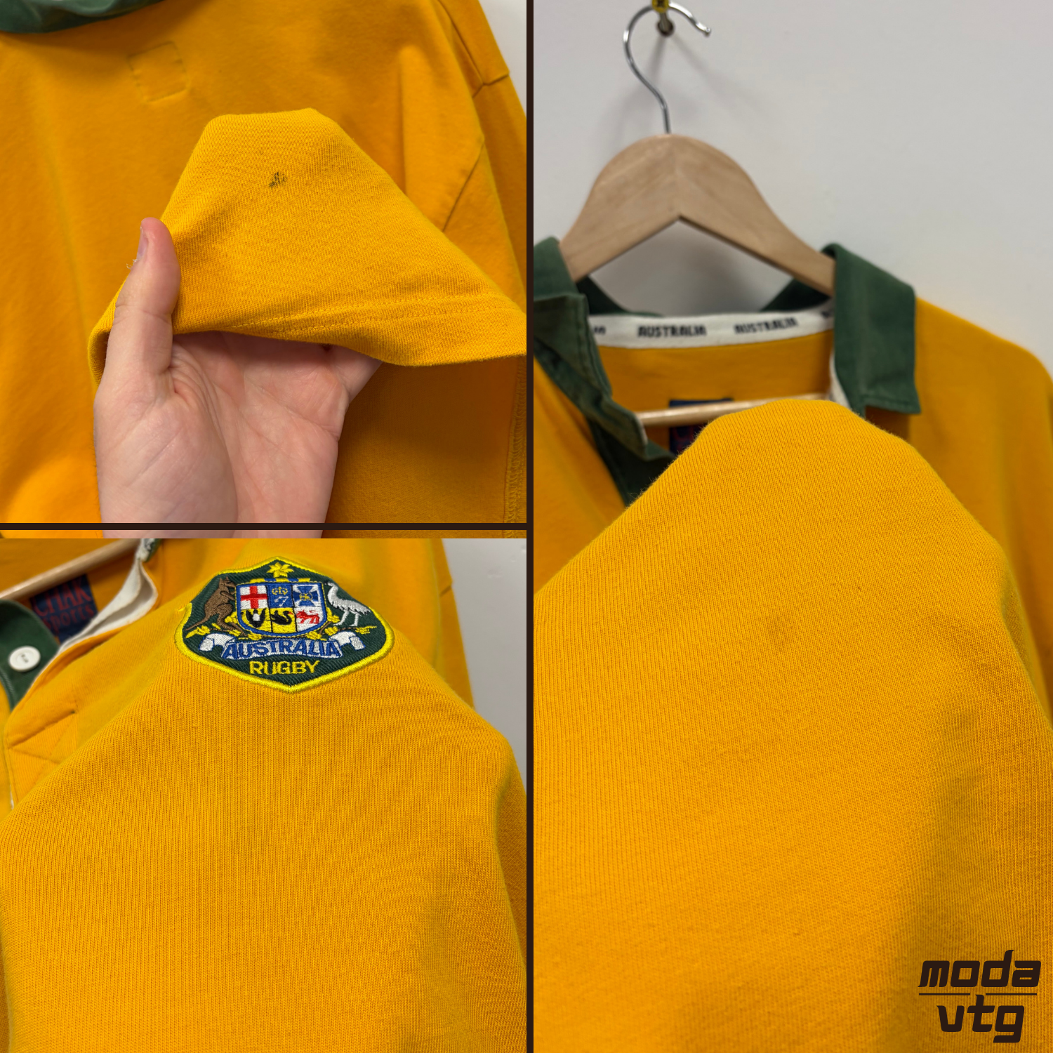Vintage 90s Australian Rugby Polo Yellow Large Retro Unisex Chak Sports