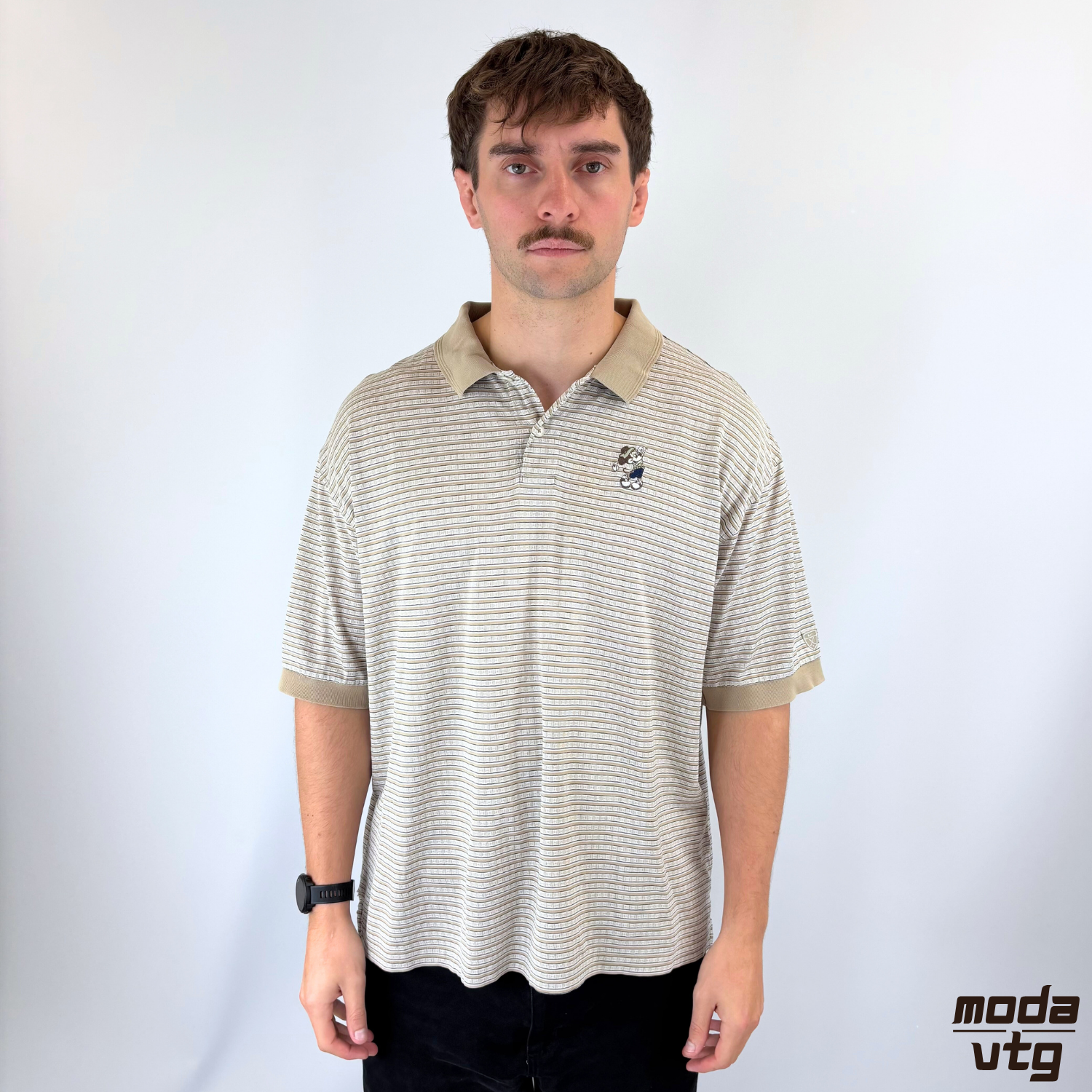 Vintage Y2K Nike Golf Disney Polo Beige XL Striped