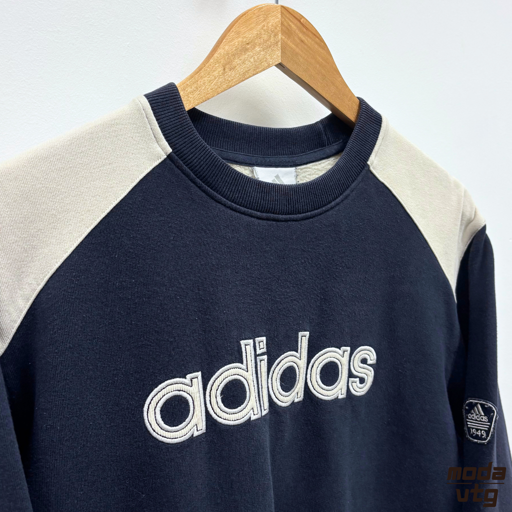 Vintage Y2K Adidas Sweatshirt Navy Medium Retro