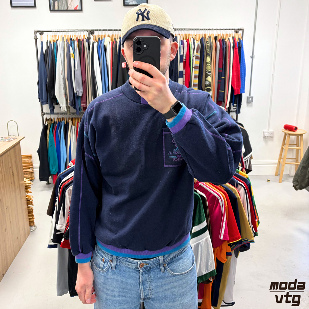 Vintage 90s Adidas Sweatshirt Navy Large Unisex Retro