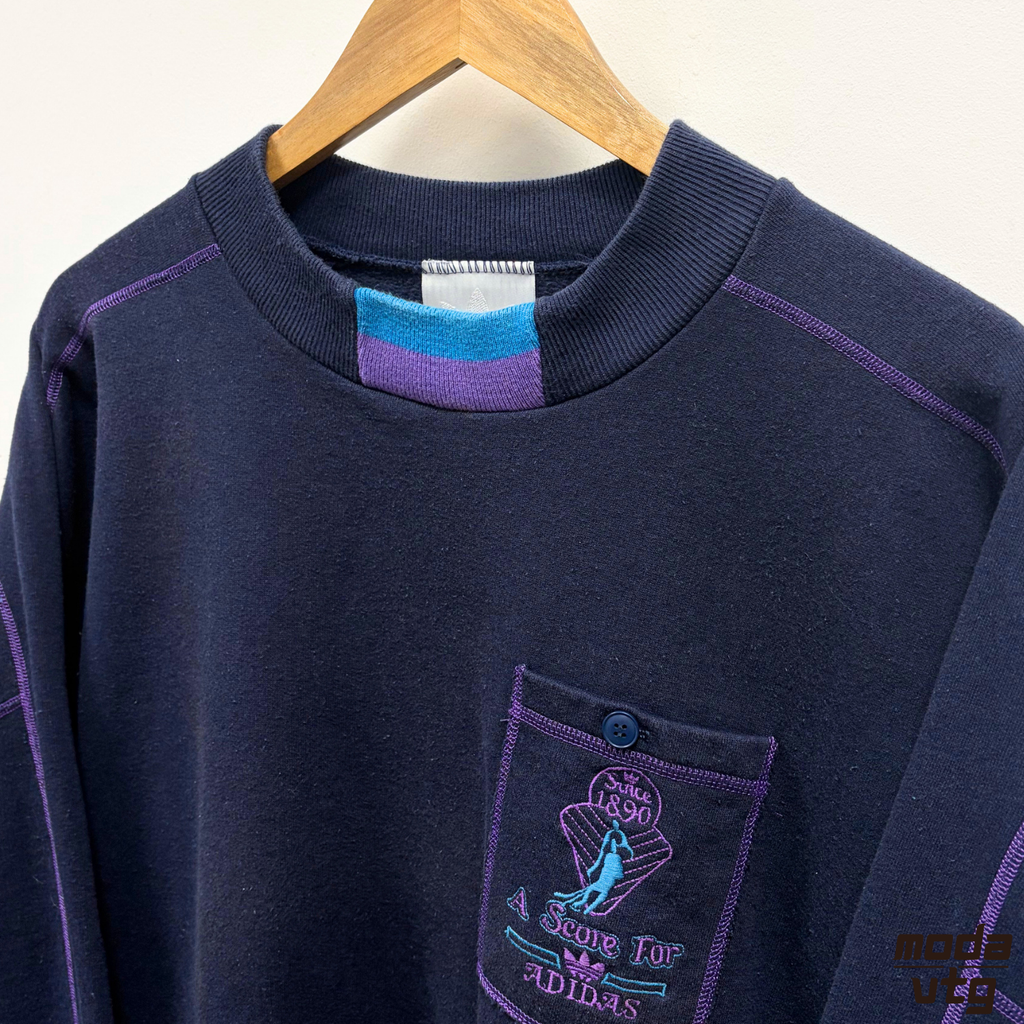 Vintage 90s Adidas Sweatshirt Navy Large Unisex Retro
