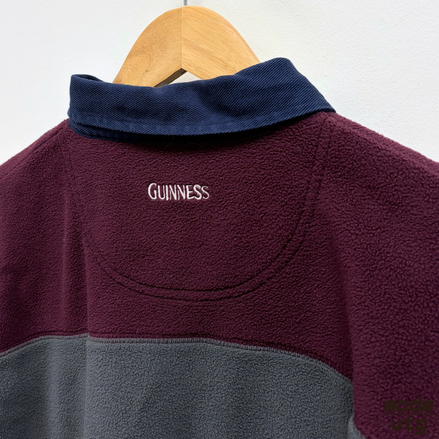 Vintage Y2K Guinness Rugby Polo Fleece Navy Large Striped Unisex Retro