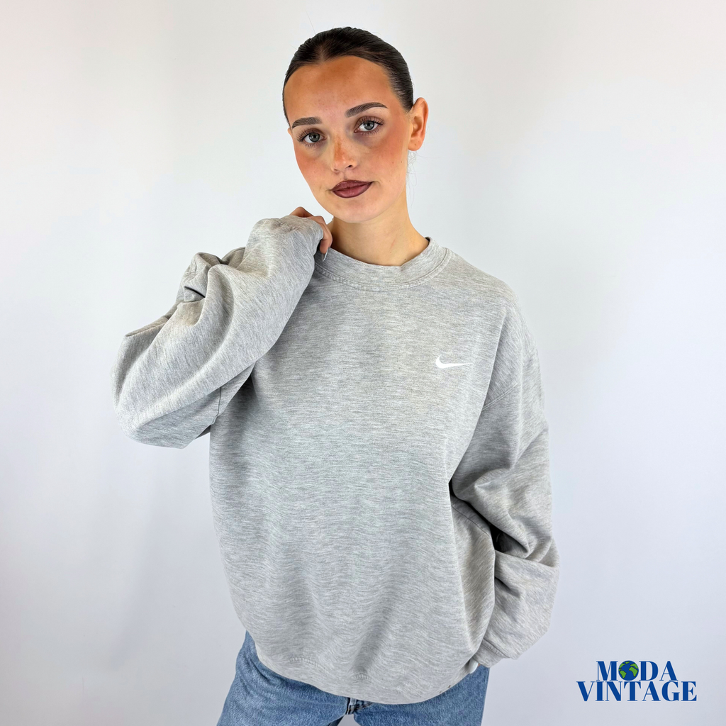Vintage 90s Nike Sweatshirt Grey Small Swoosh Embroidered