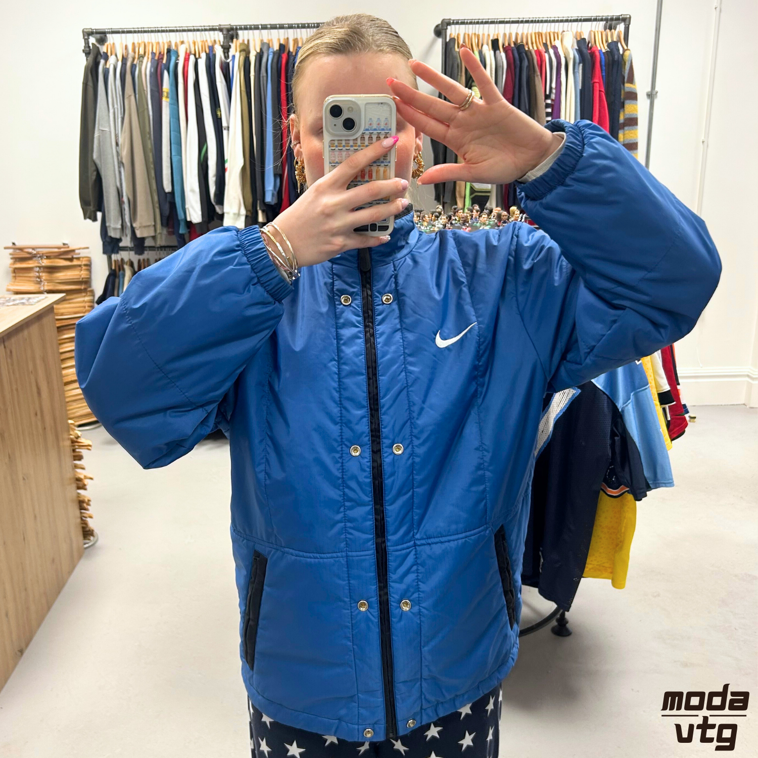 Vintage 90s Nike Coat Blue Medium Retro Unisex Puffer