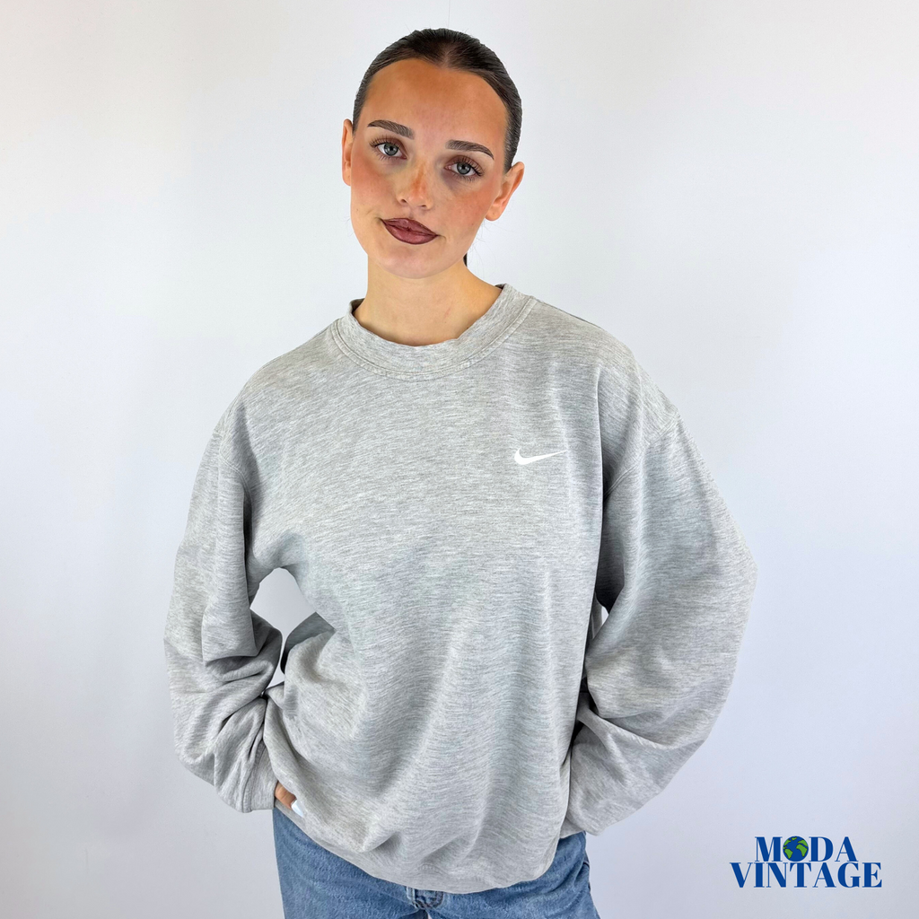 Vintage 90s Nike Sweatshirt Grey Small Swoosh Embroidered