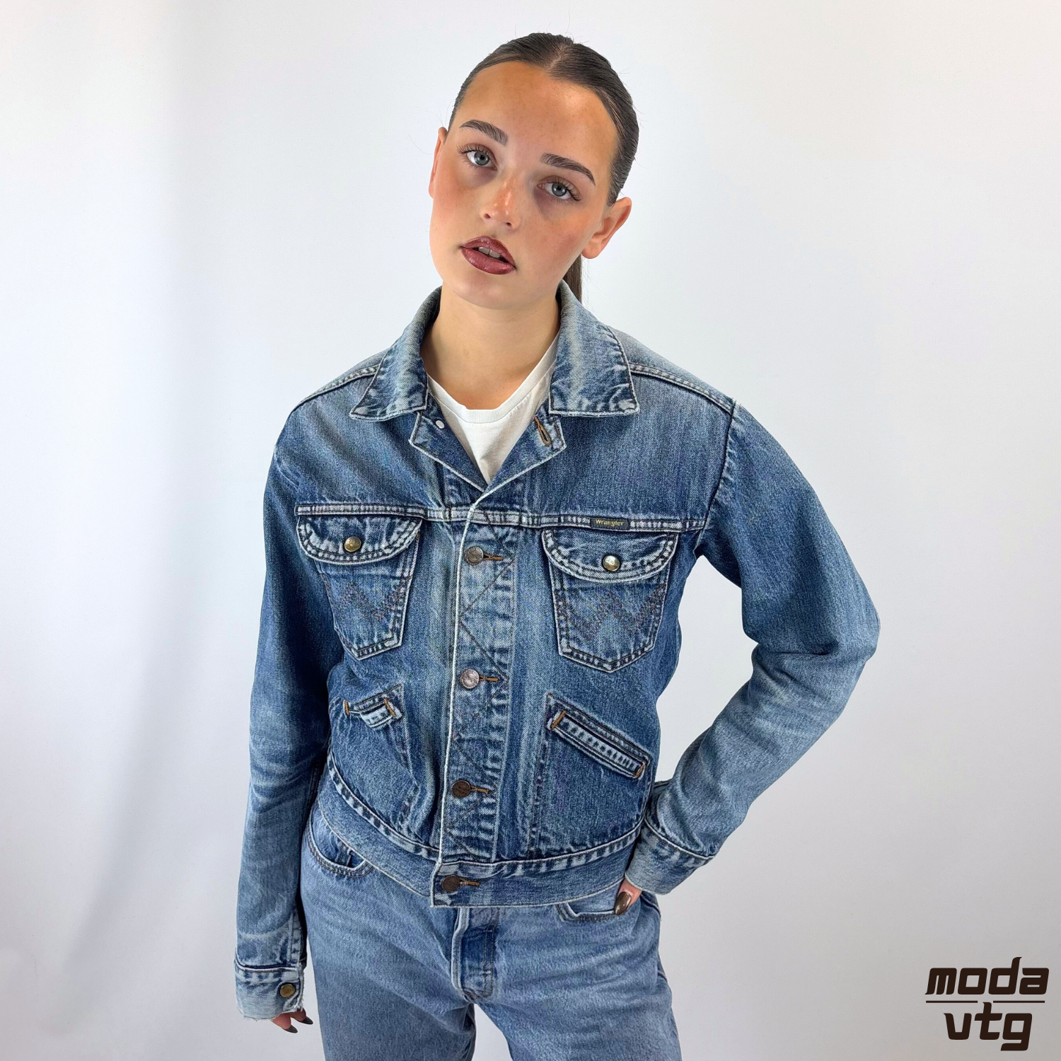 Vintage Y2K Wrangler Denim Jacket Blue Women’s Small