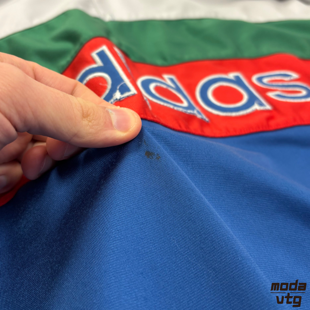 Vintage 90s Adidas Hoodie Blue Medium Polyester Quarter Zip