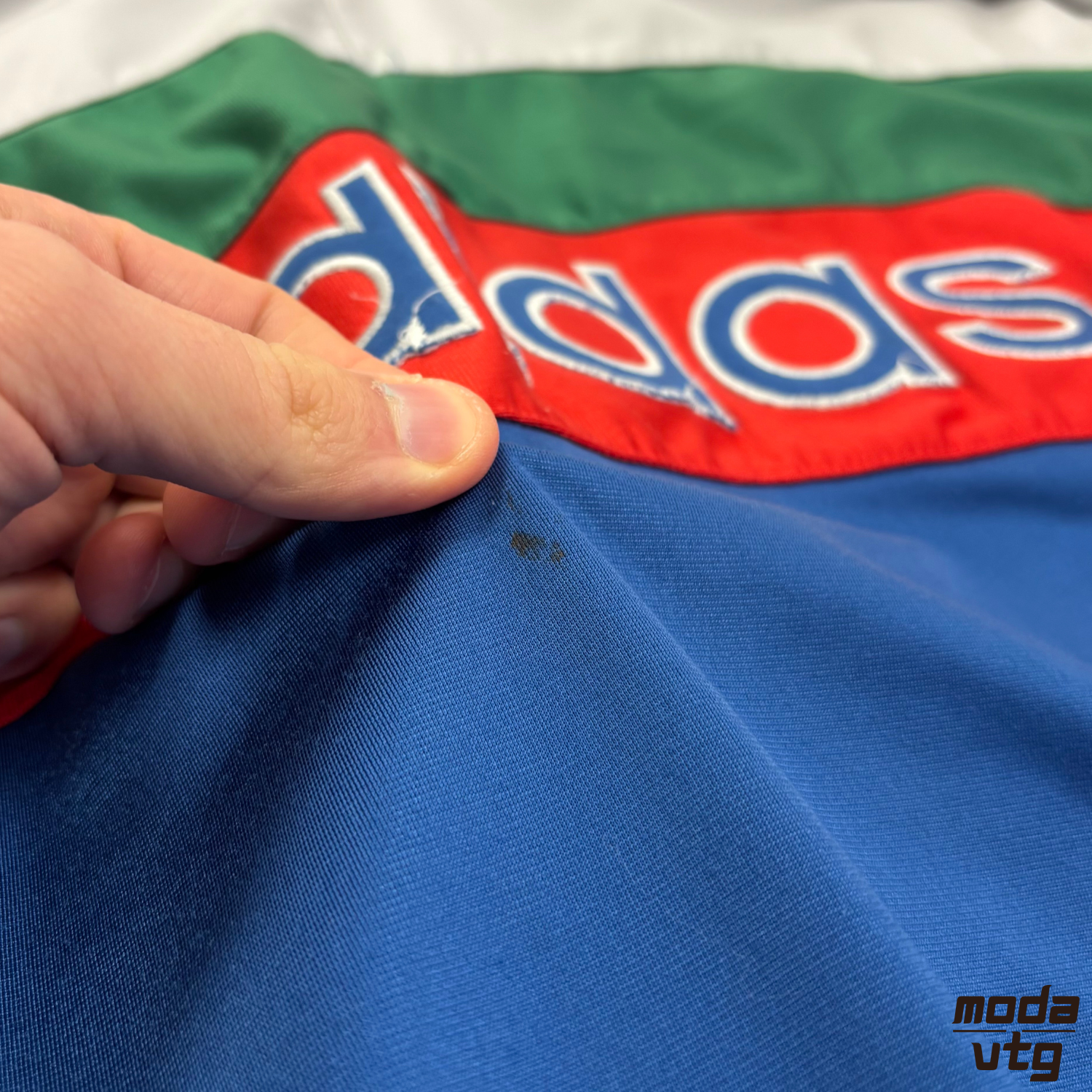 Vintage 90s Adidas Hoodie Blue Medium Polyester Quarter Zip