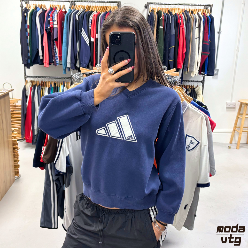 Vintage Y2K Adidas Sweatshirt Navy XS Retro Unisex