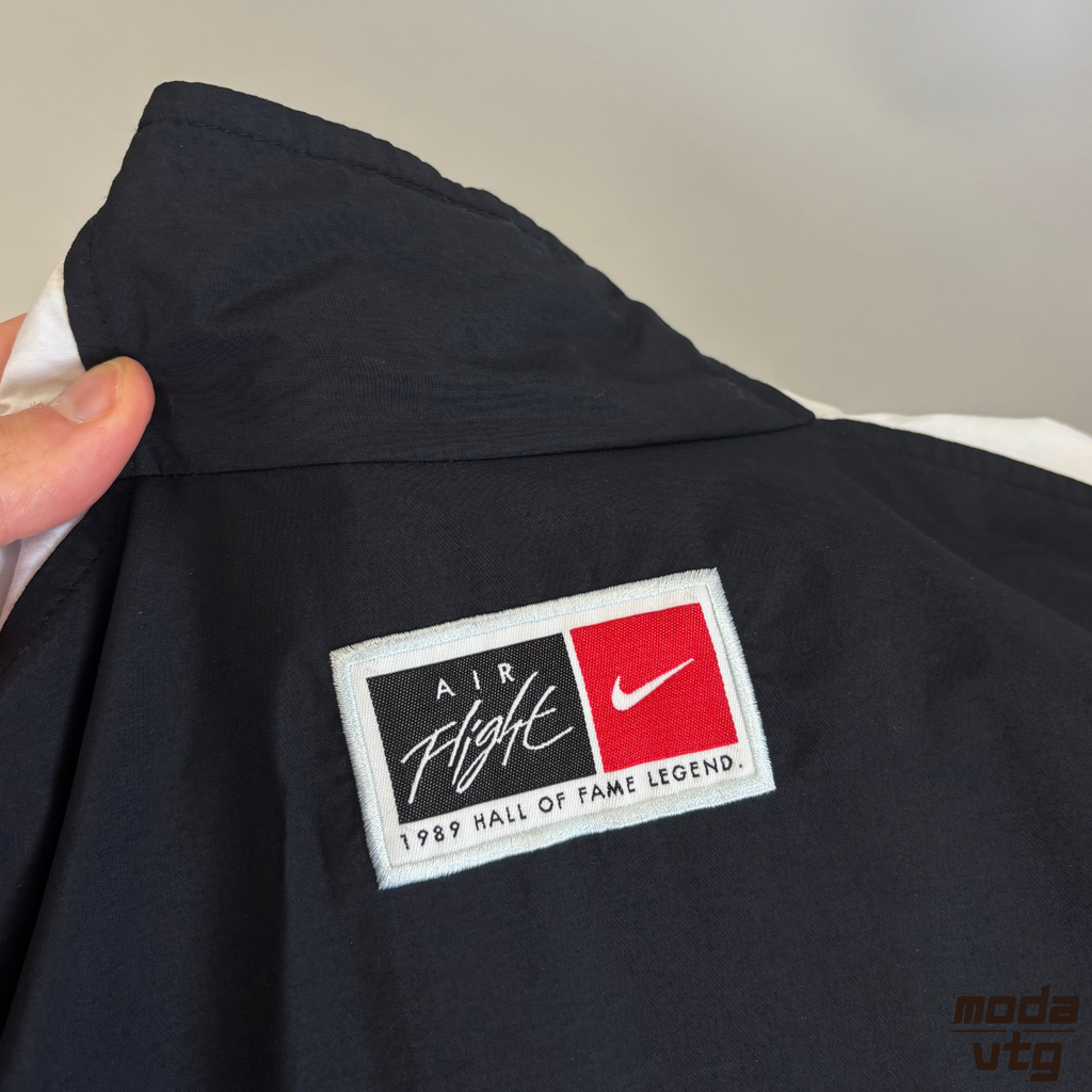 Vintage Y2K Nike Track Jacket Black Large Retro Silver Tag