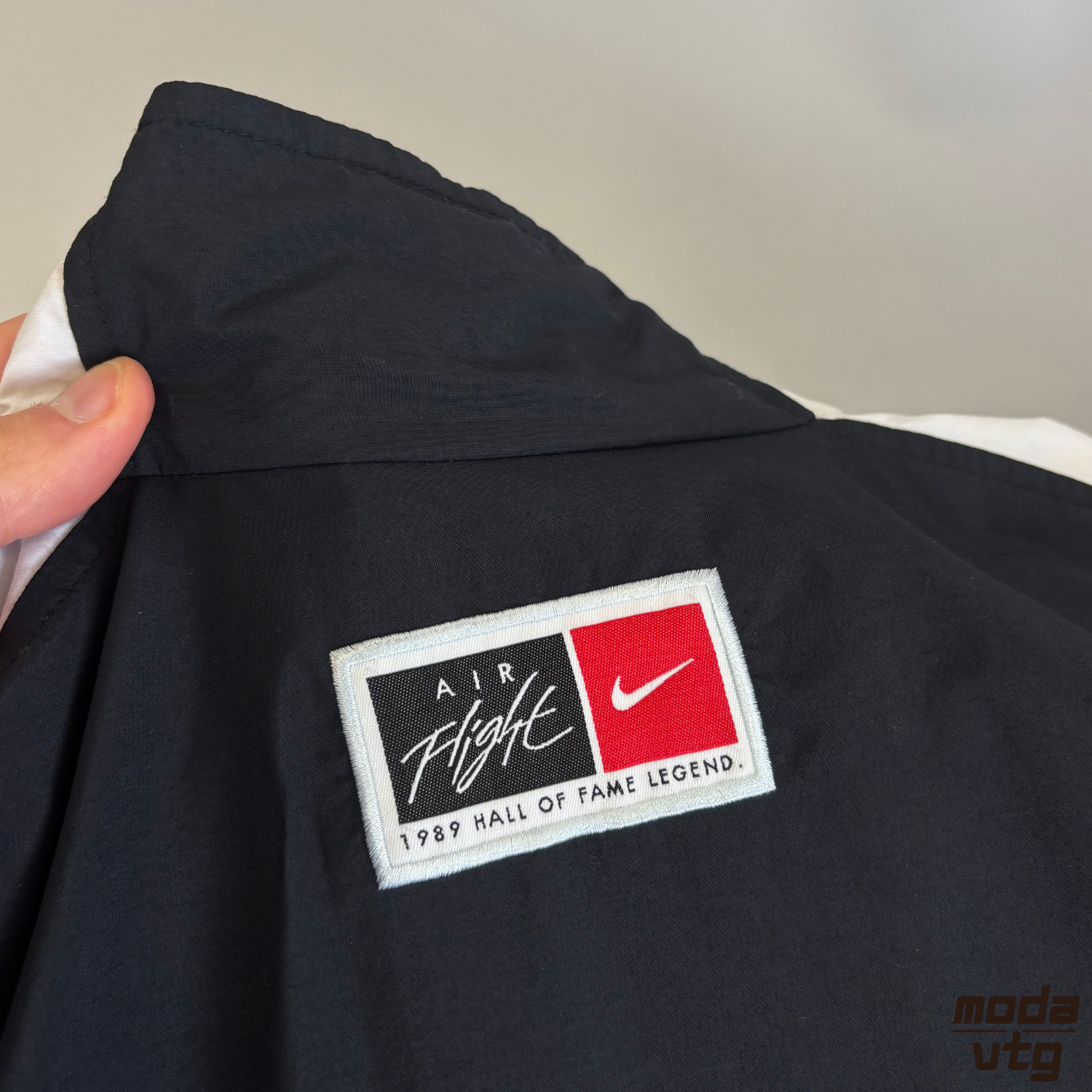 Vintage Y2K Nike Track Jacket Black Large Retro Silver Tag