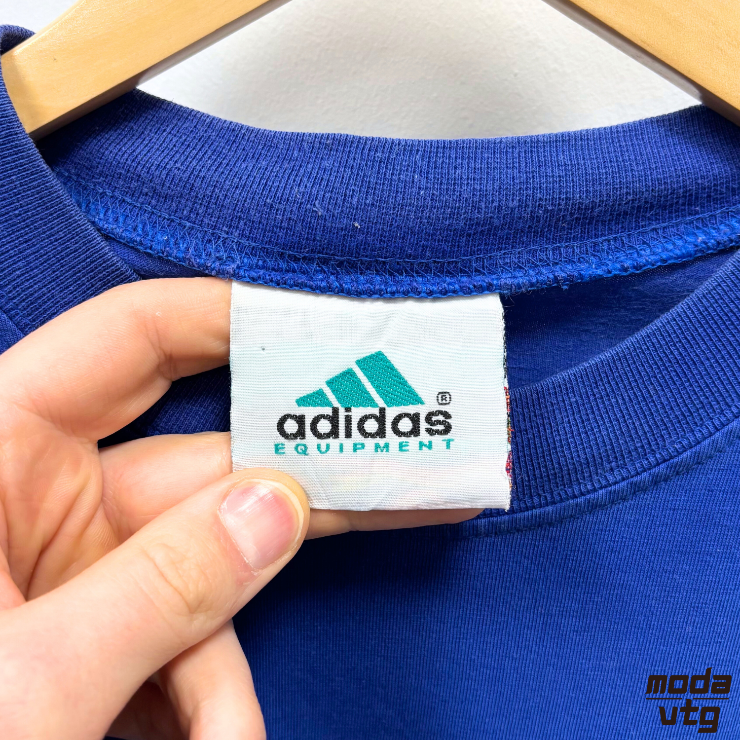 Vintage 90s Adidas Equipment T-Shirt Blue XL