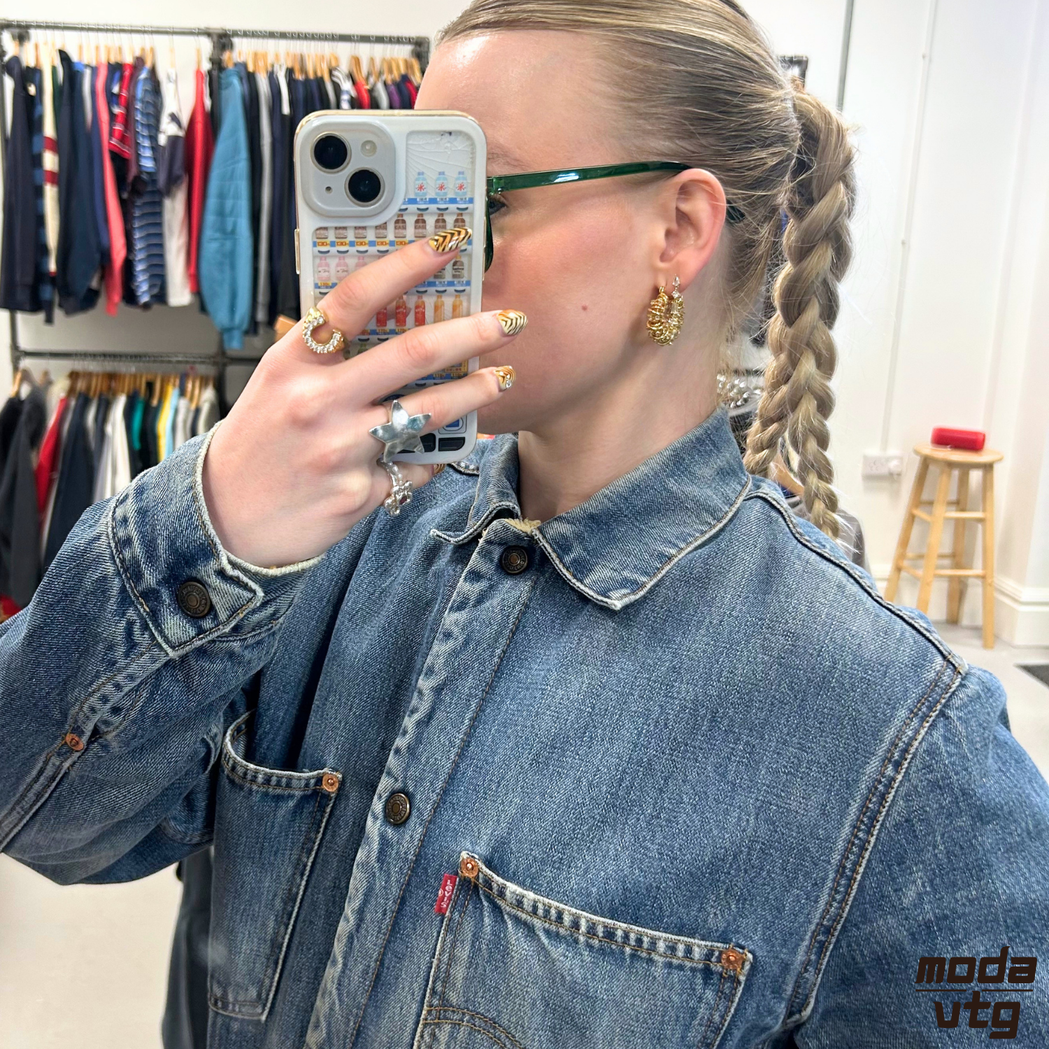 Vintage Y2K Levi’s Chore Jacket Blue Medium Denim Retro Unisex