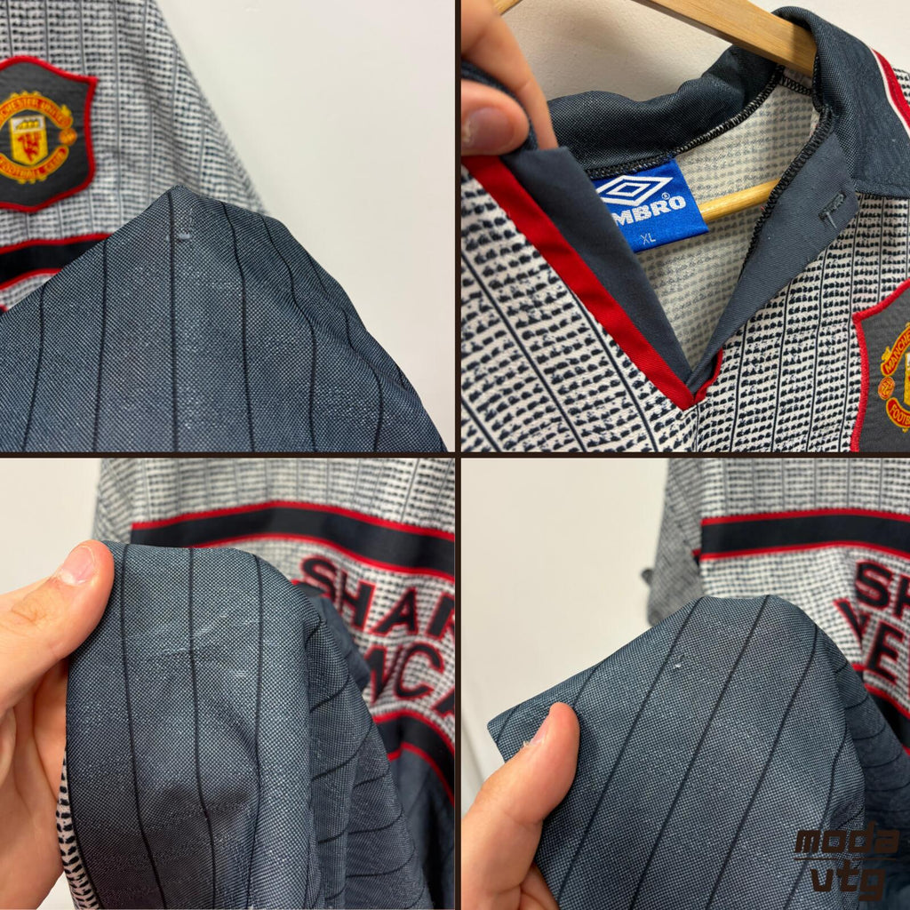 Vintage 1995/96 Manchester United Jersey Away Grey XL Umbro Retro Unisex