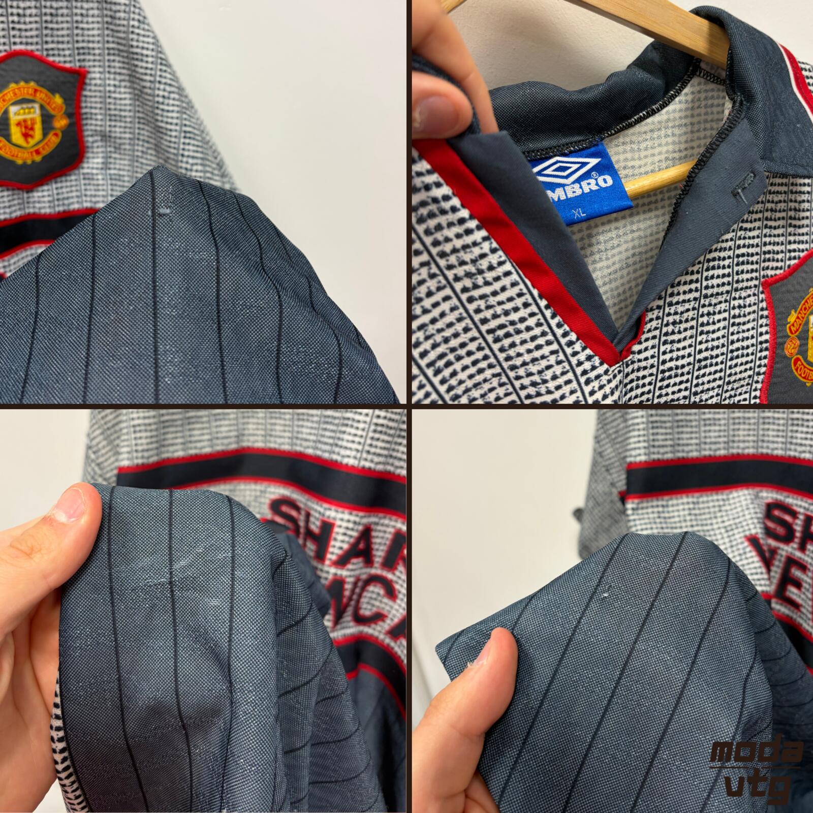 Vintage 1995/96 Manchester United Jersey Away Grey XL Umbro Retro Unisex