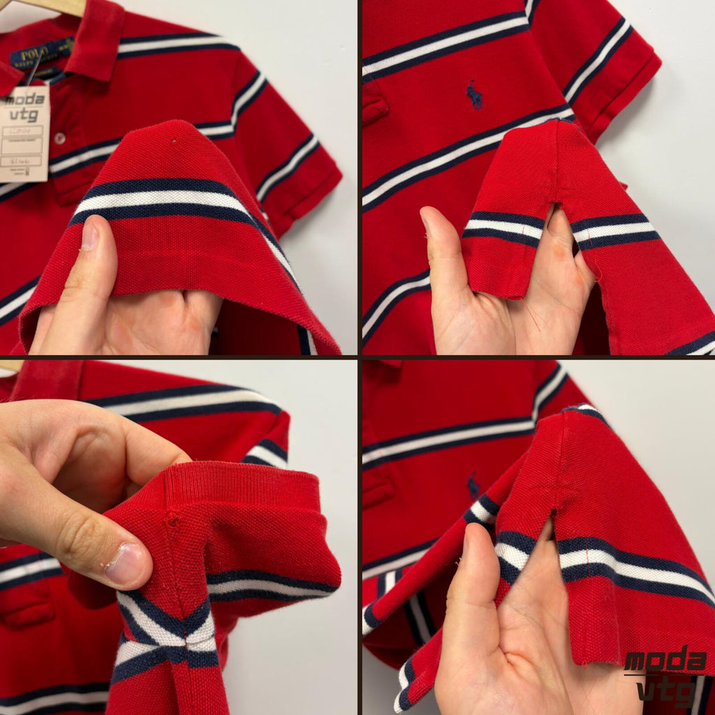 Vintage 90s Ralph Lauren Polo Red Small Striped Summer Unisex