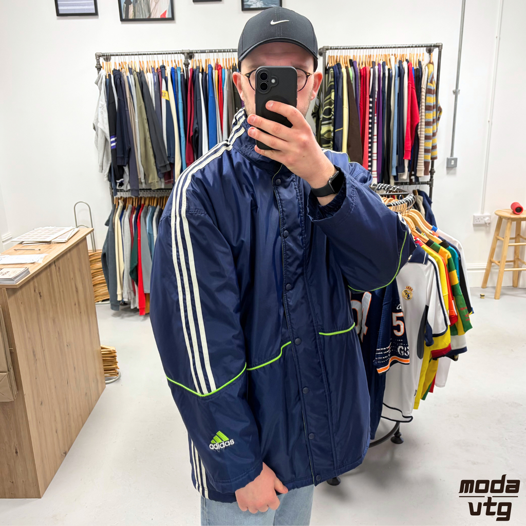 Vintage 90s Adidas Coat Navy XL Winter Retro Long