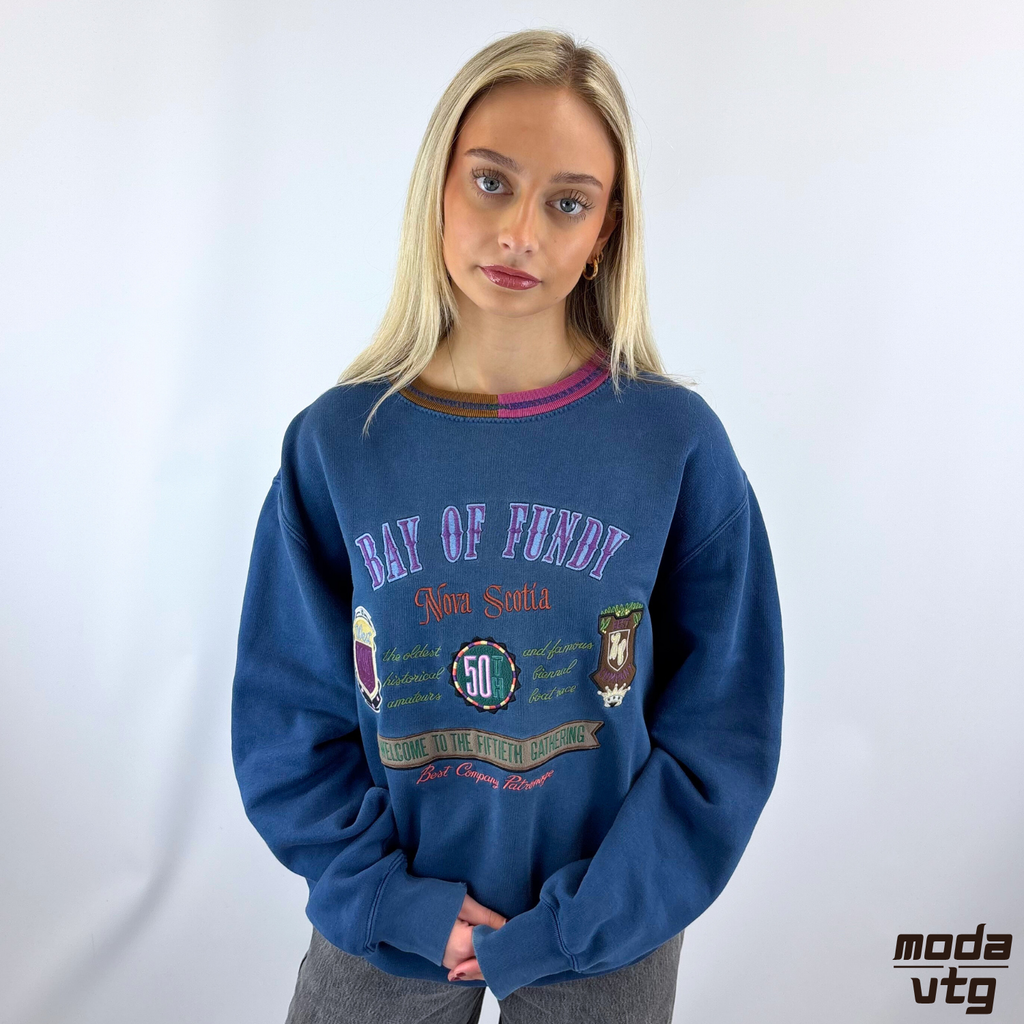 Vintage 90s Best Company Sweatshirt Blue Large Crewneck Embroidery
