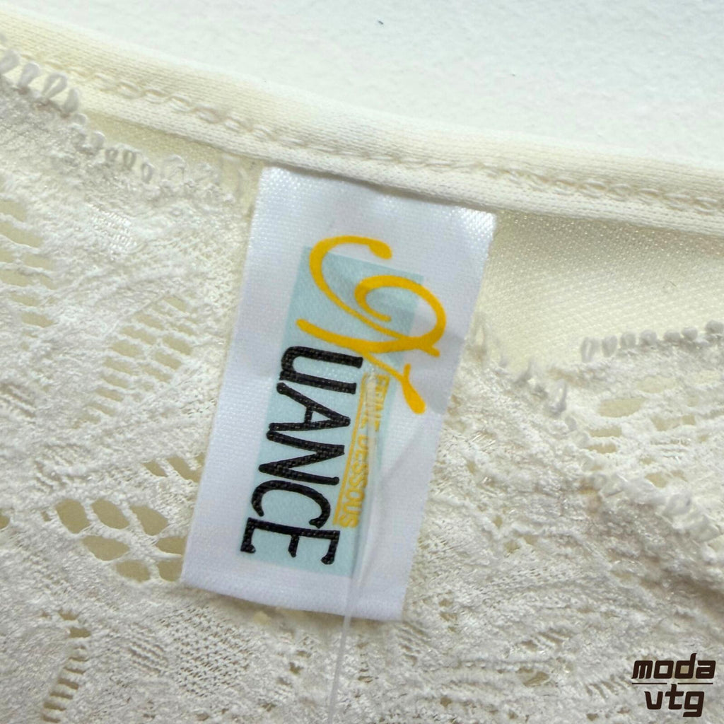 Vintage Y2K Nuance Lace Dress Yellow Large Asymmetrical
