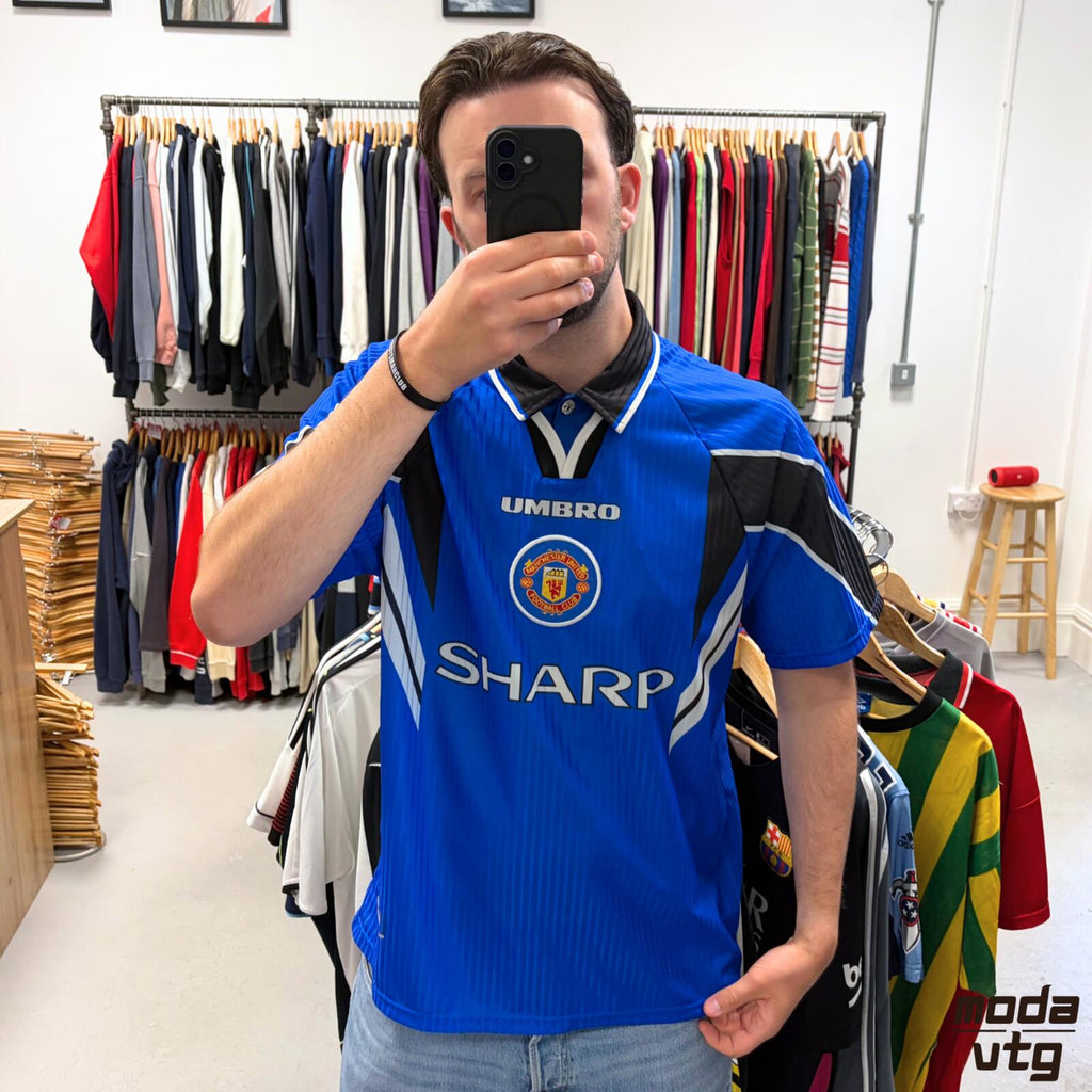 Vintage 1996/98 Manchester United Jersey Away Blue XL Umbro Retro Unisex