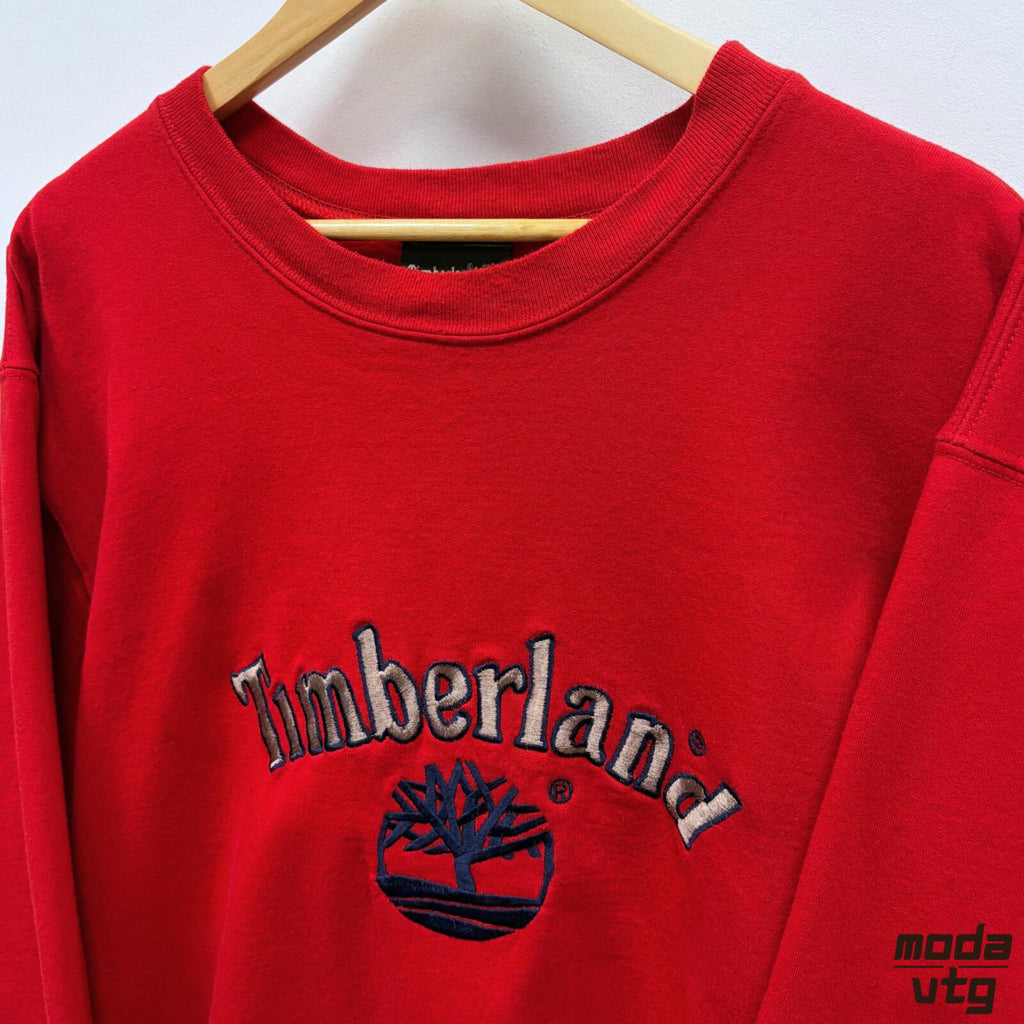 Vintage 90s Timberland Sweatshirt Red Medium Retro Unisex