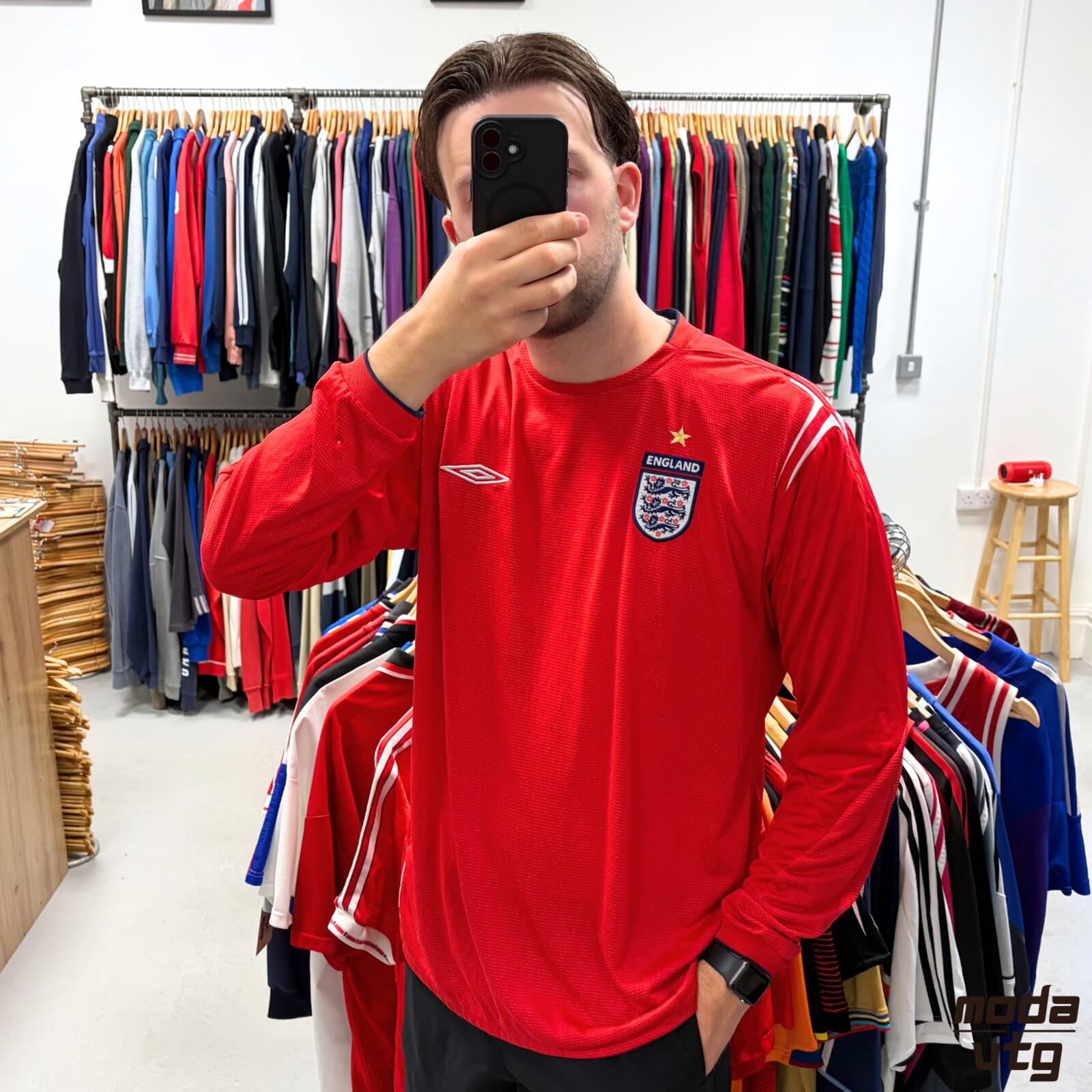 Vintage 2004/06 England Jersey Red XL Unisex Umbro Retro Long Sleeve