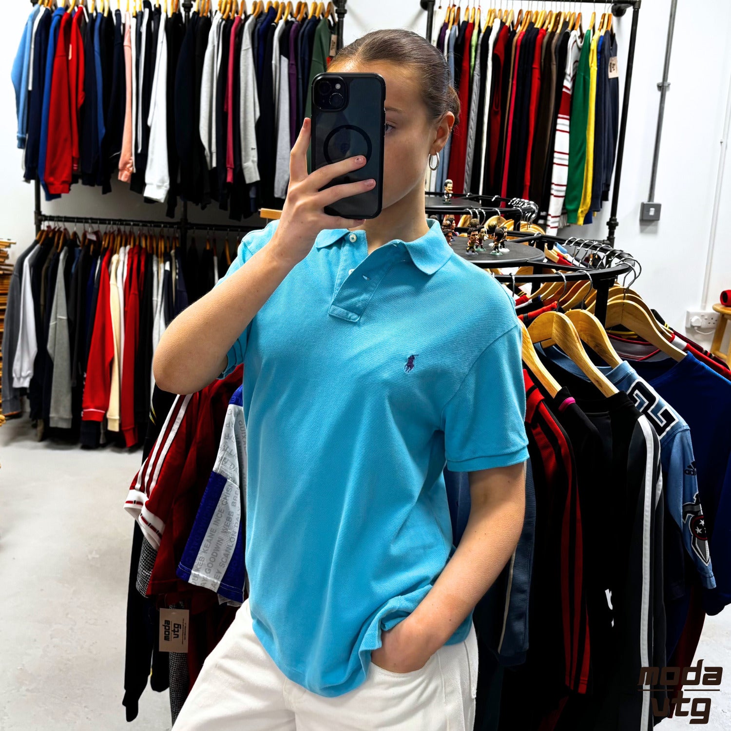 Vintage 90s Ralph Lauren Polo Blue Medium Retro Unisex Summer