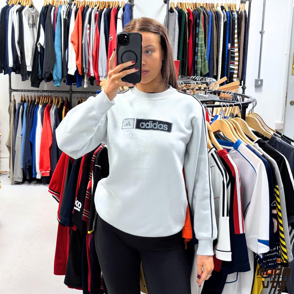 Vintage Y2K Adidas Sweatshirt Blue Small Retro Unisex