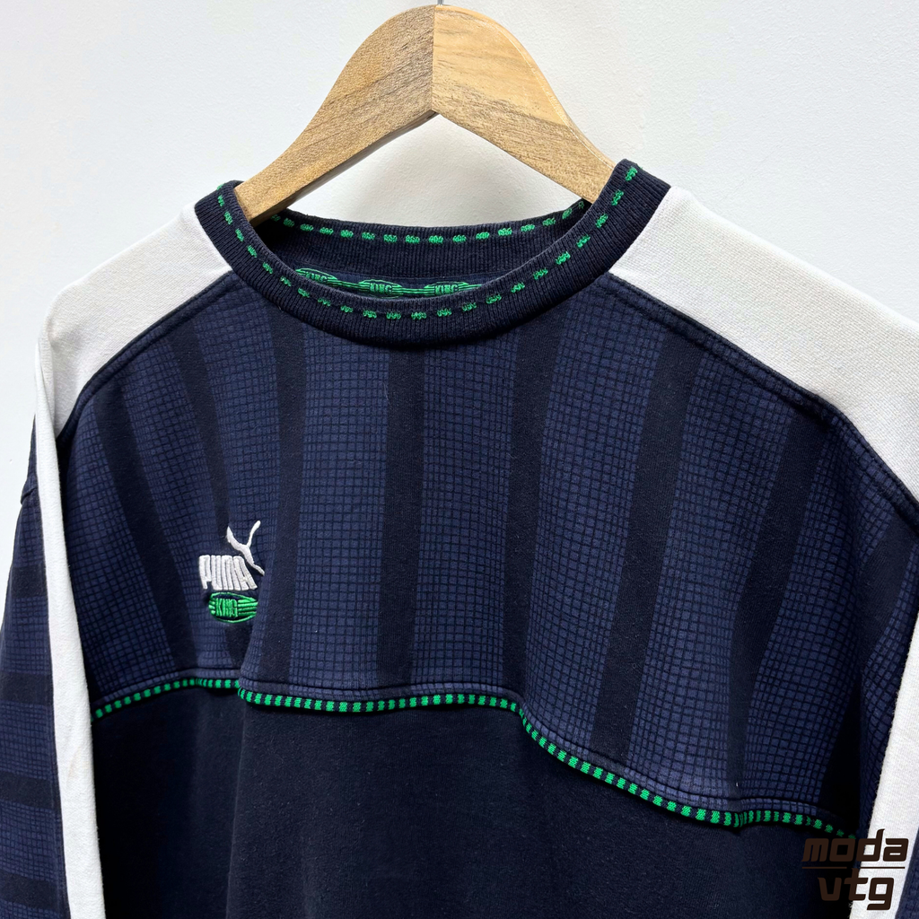 Vintage 90s Puma Sweatshirt Navy Medium Retro Crewneck