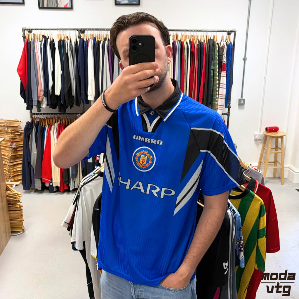 Vintage 1996/98 Manchester United Jersey Away Blue XL Umbro Retro Unisex