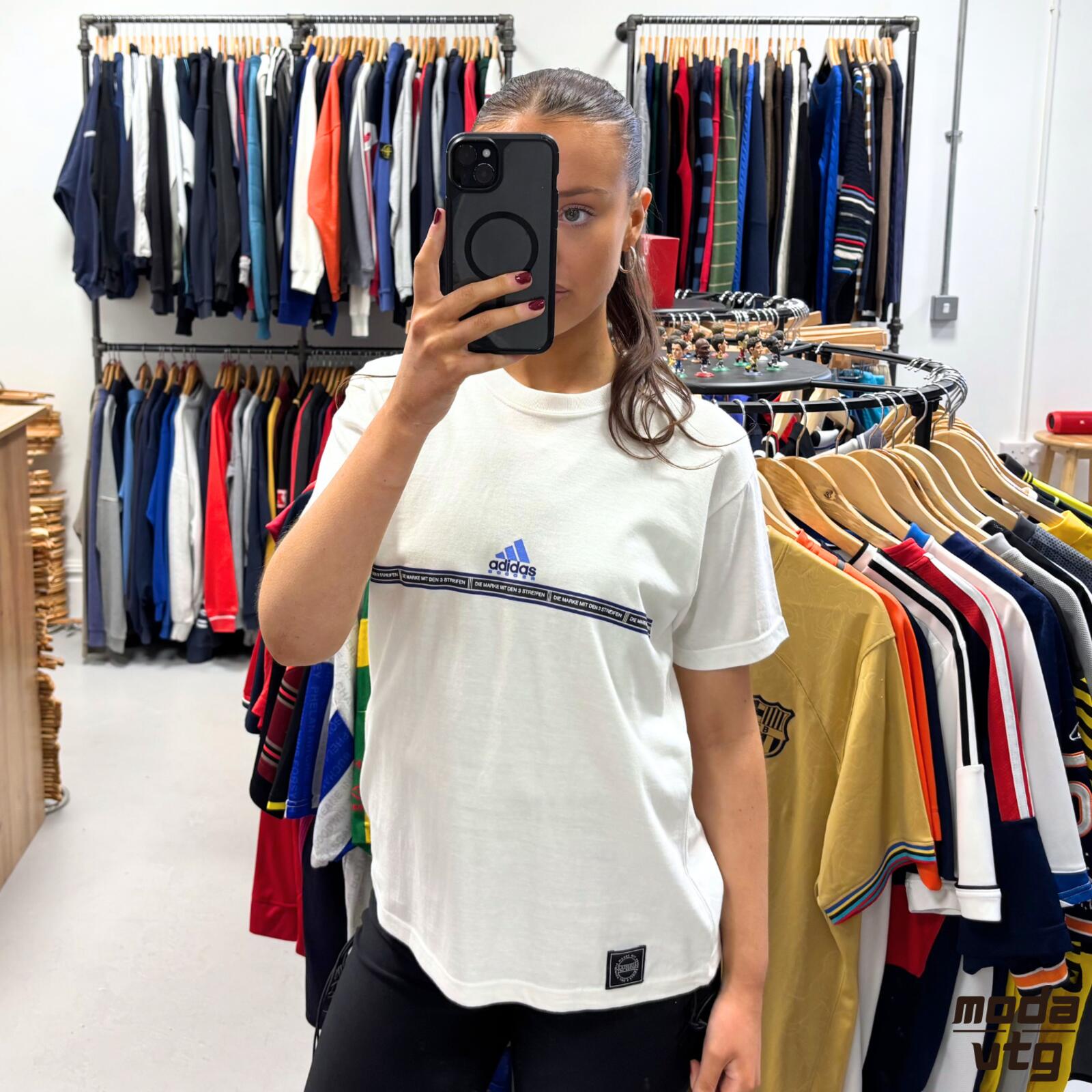 Vintage 90s Adidas T-Shirt White Women’s Large Retro Deadstock BNWT