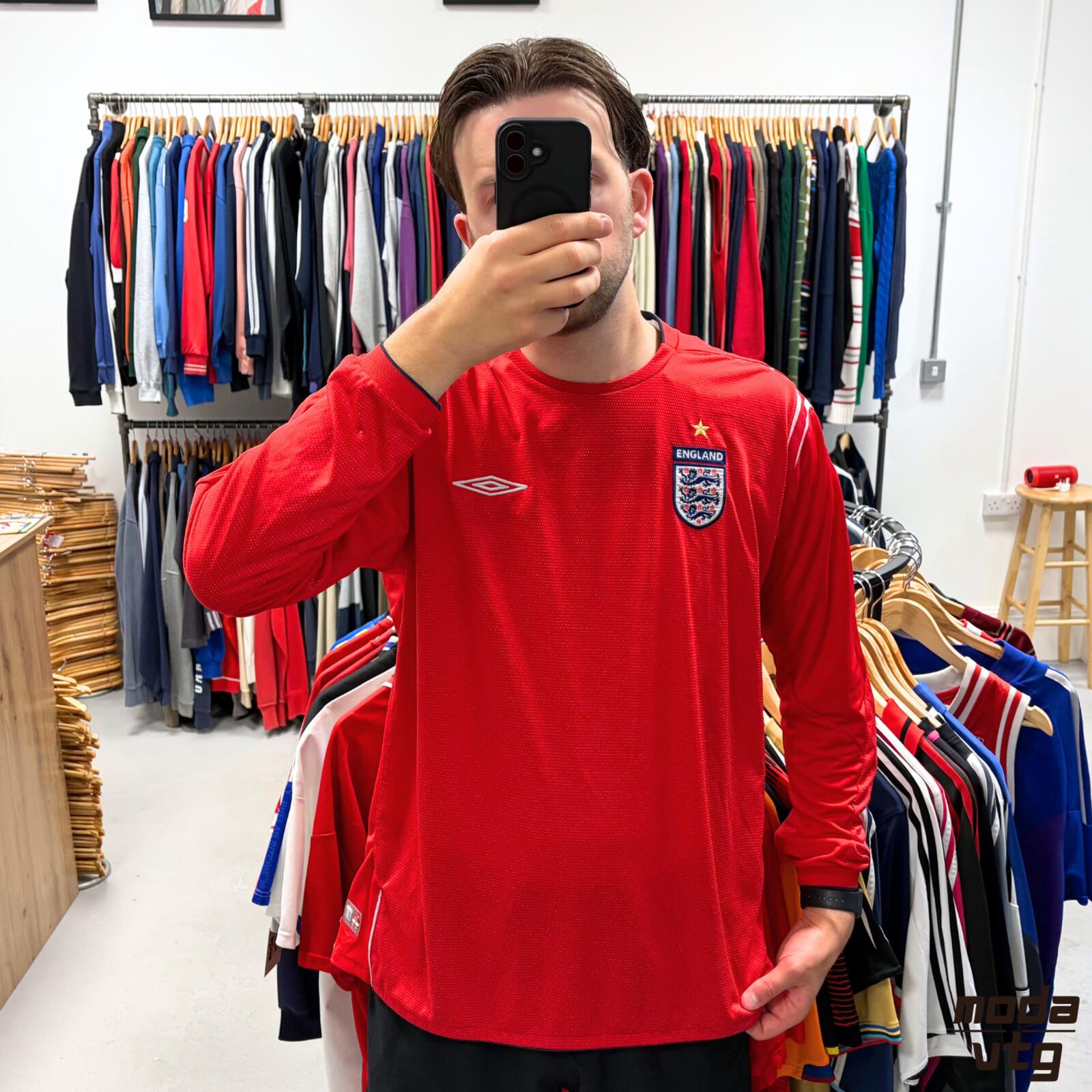 Vintage 2004/06 England Jersey Red XL Unisex Umbro Retro Long Sleeve
