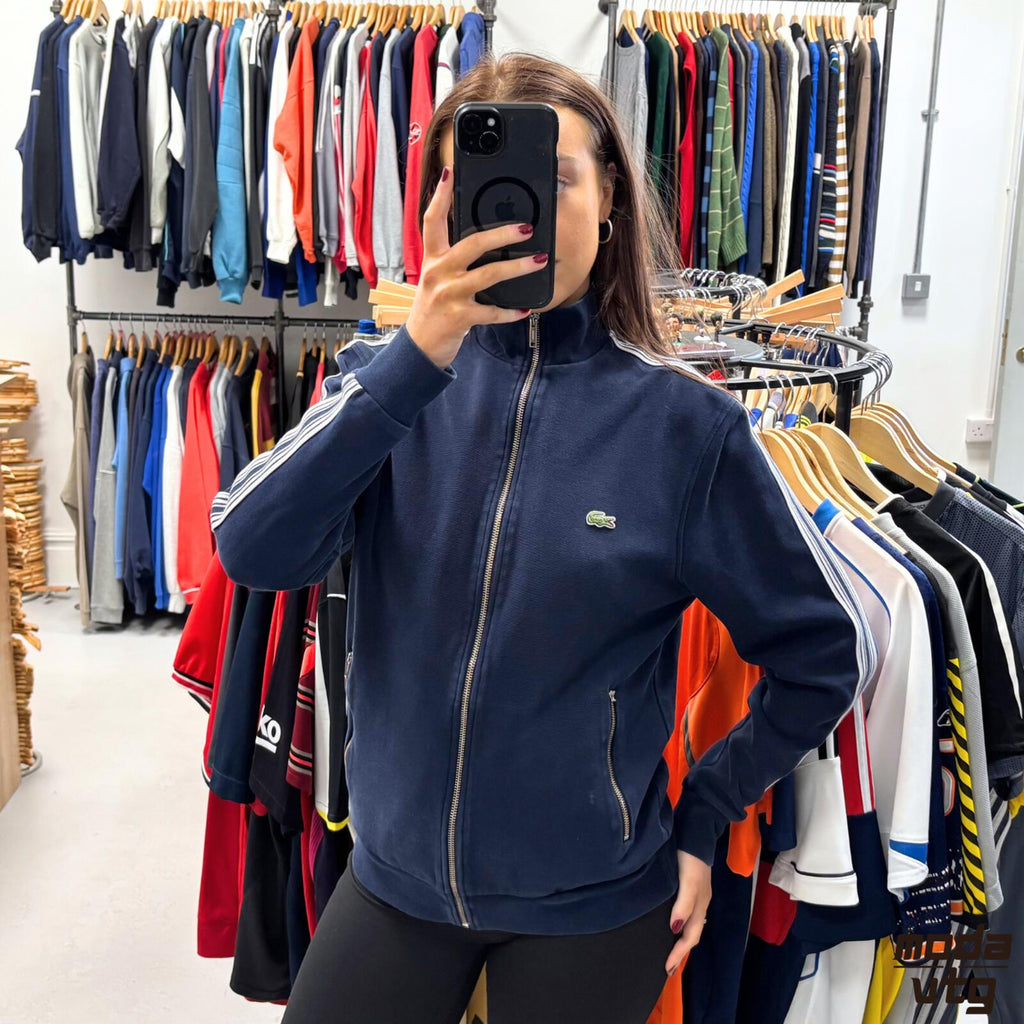 Vintage Y2K Lacoste Sweatshirt Navy Small Retro Unisex Full Zip