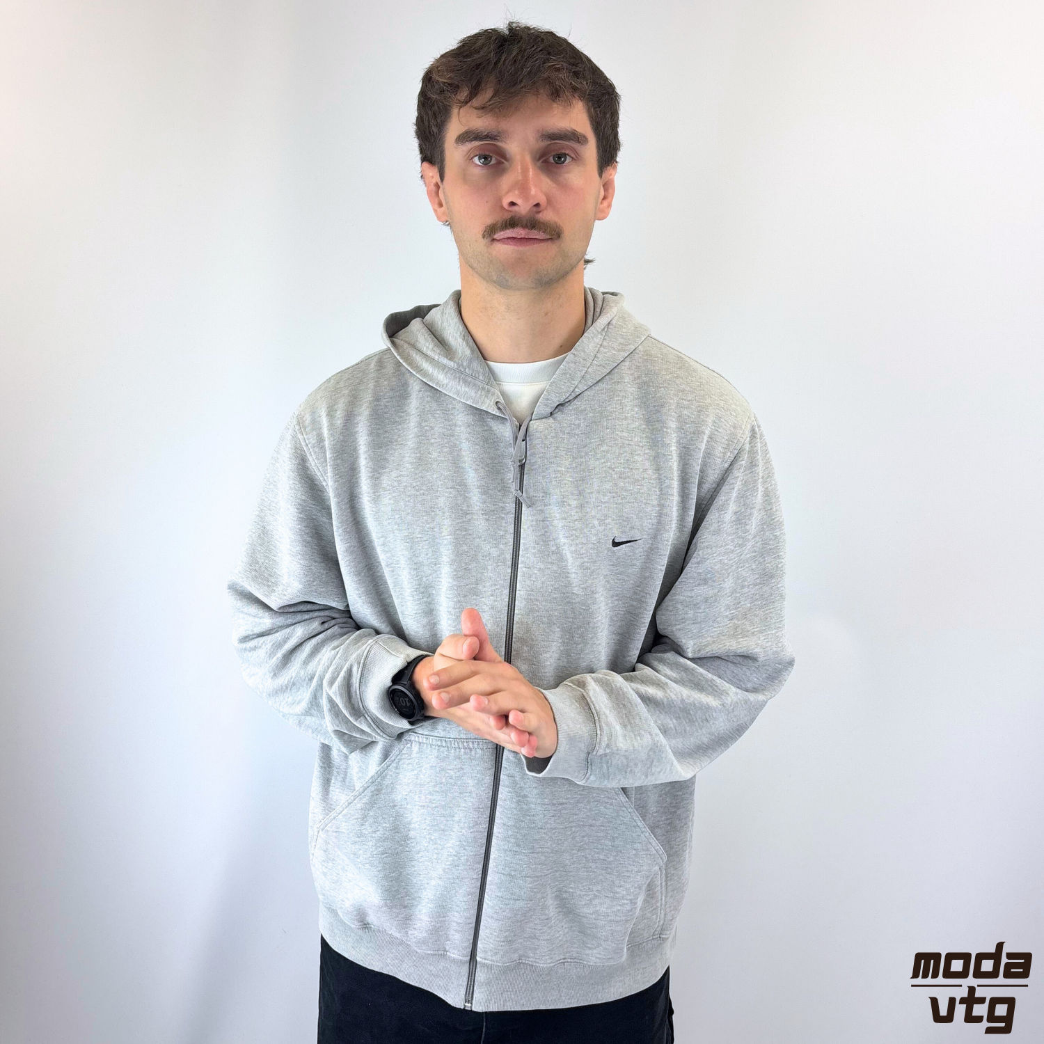 Vintage Y2K Nike Hoodie Grey XL Full Zip