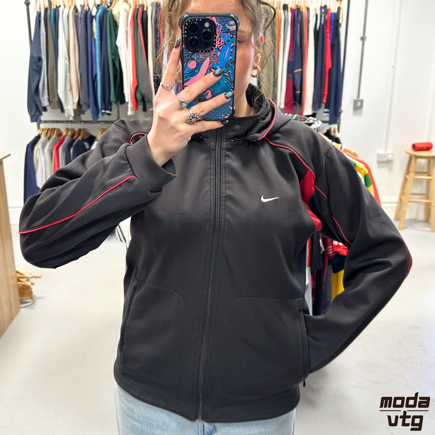 Vintage 90s Nike Track Jacket Black Small Unisex Retro