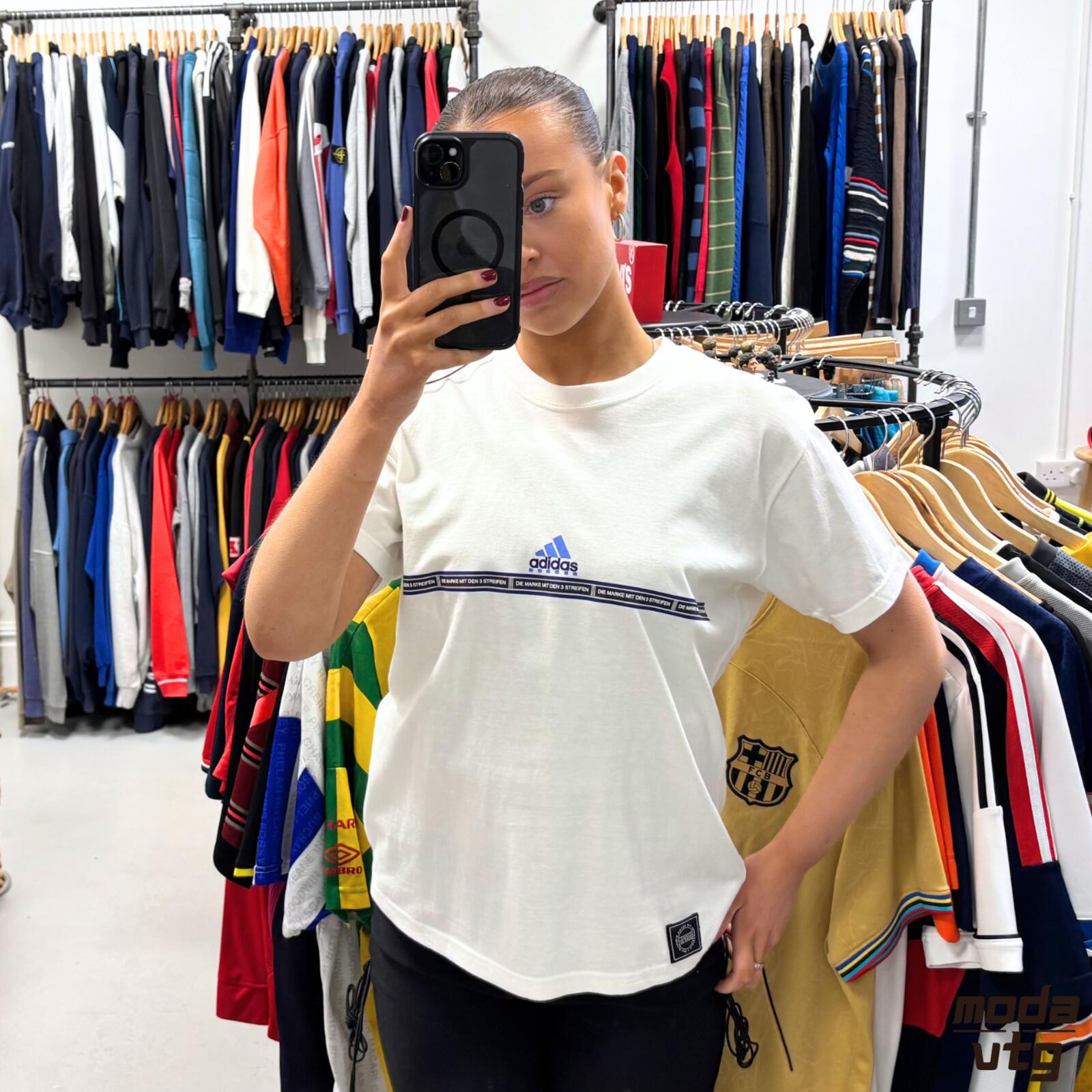 Vintage 90s Adidas T-Shirt White Women’s Large Retro Deadstock BNWT