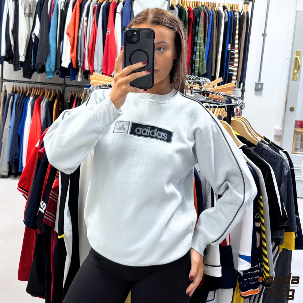 Vintage Y2K Adidas Sweatshirt Blue Small Retro Unisex