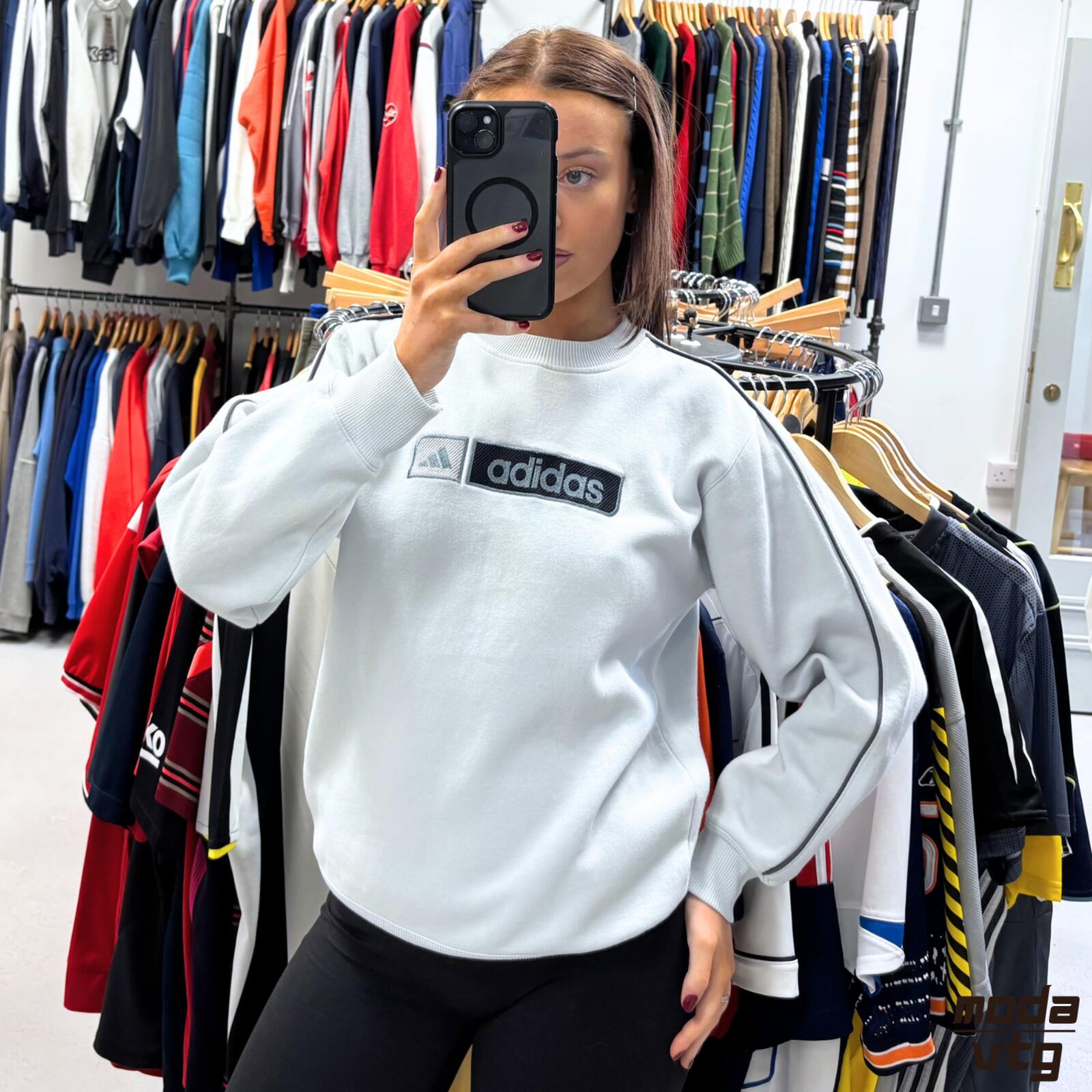 Vintage Y2K Adidas Sweatshirt Blue Small Retro Unisex