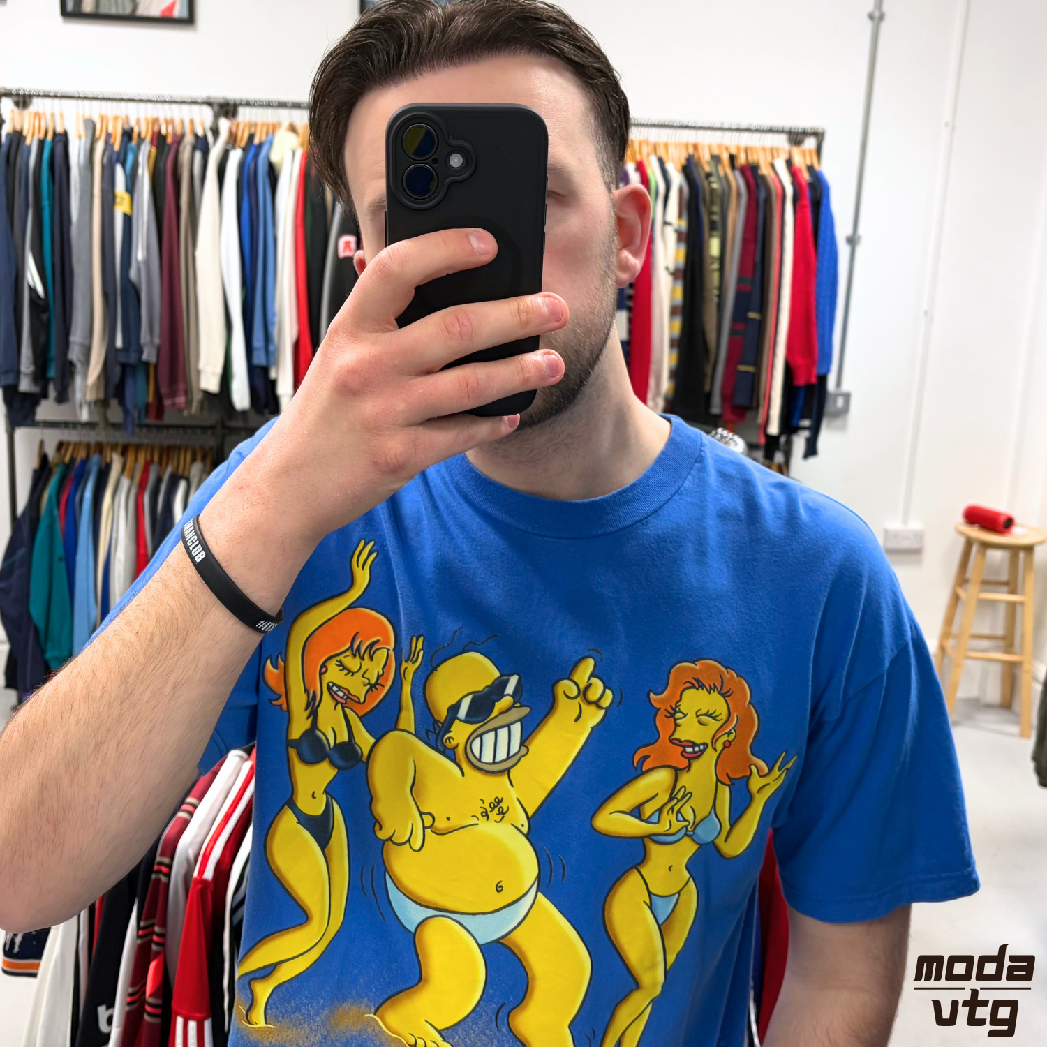 Vintage 1998 Simpsons T-Shirt Blue Medium Retro Graphic Collectors Unisex