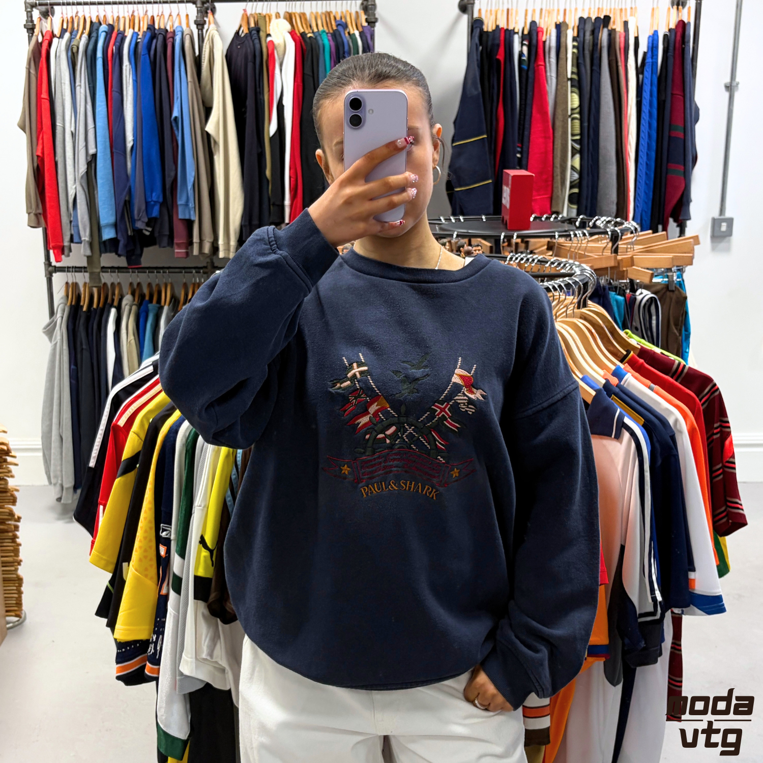 Vintage 90s Paul & Shark Sweatshirt Navy Medium Retro Unisex