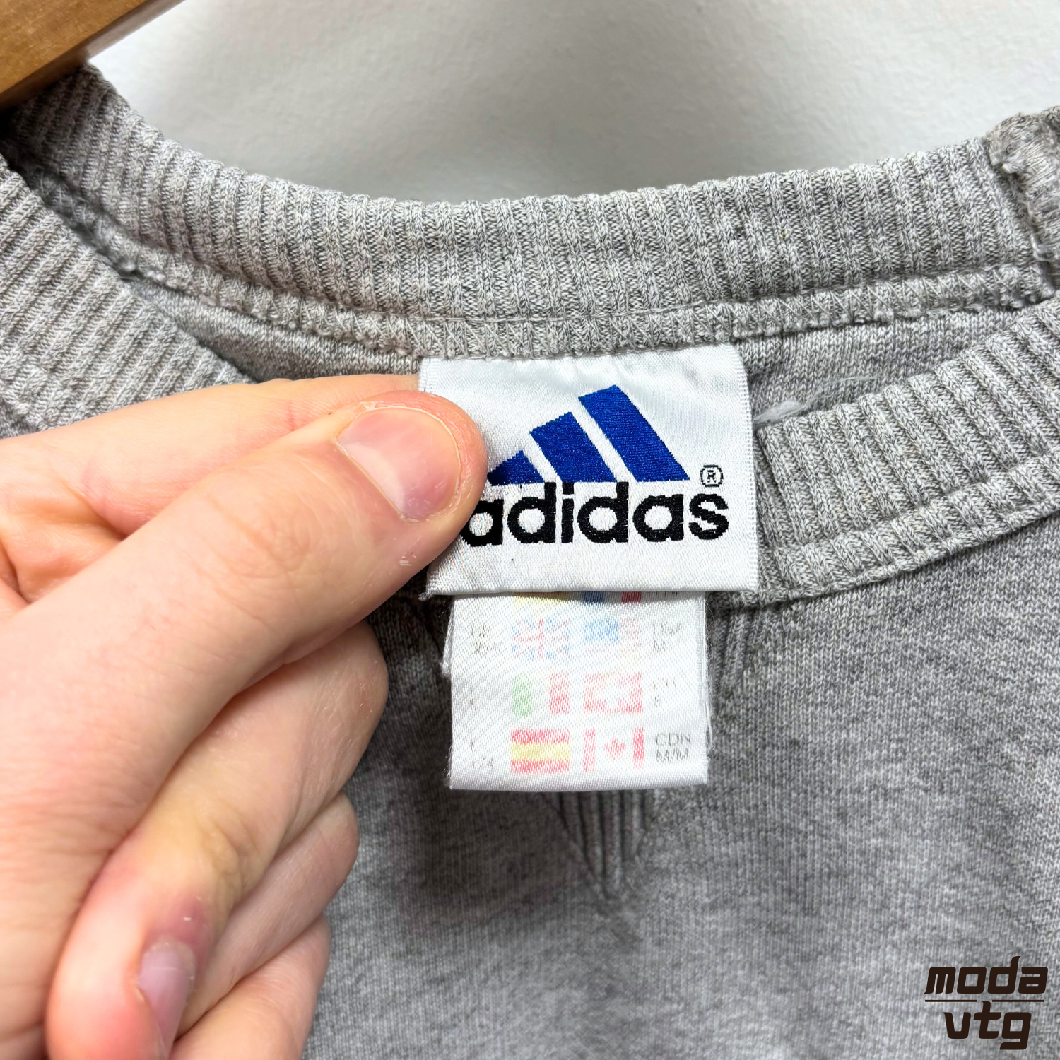 Vintage 90s Adidas Sweatshirt Grey Medium Retro Crewneck Embroidered