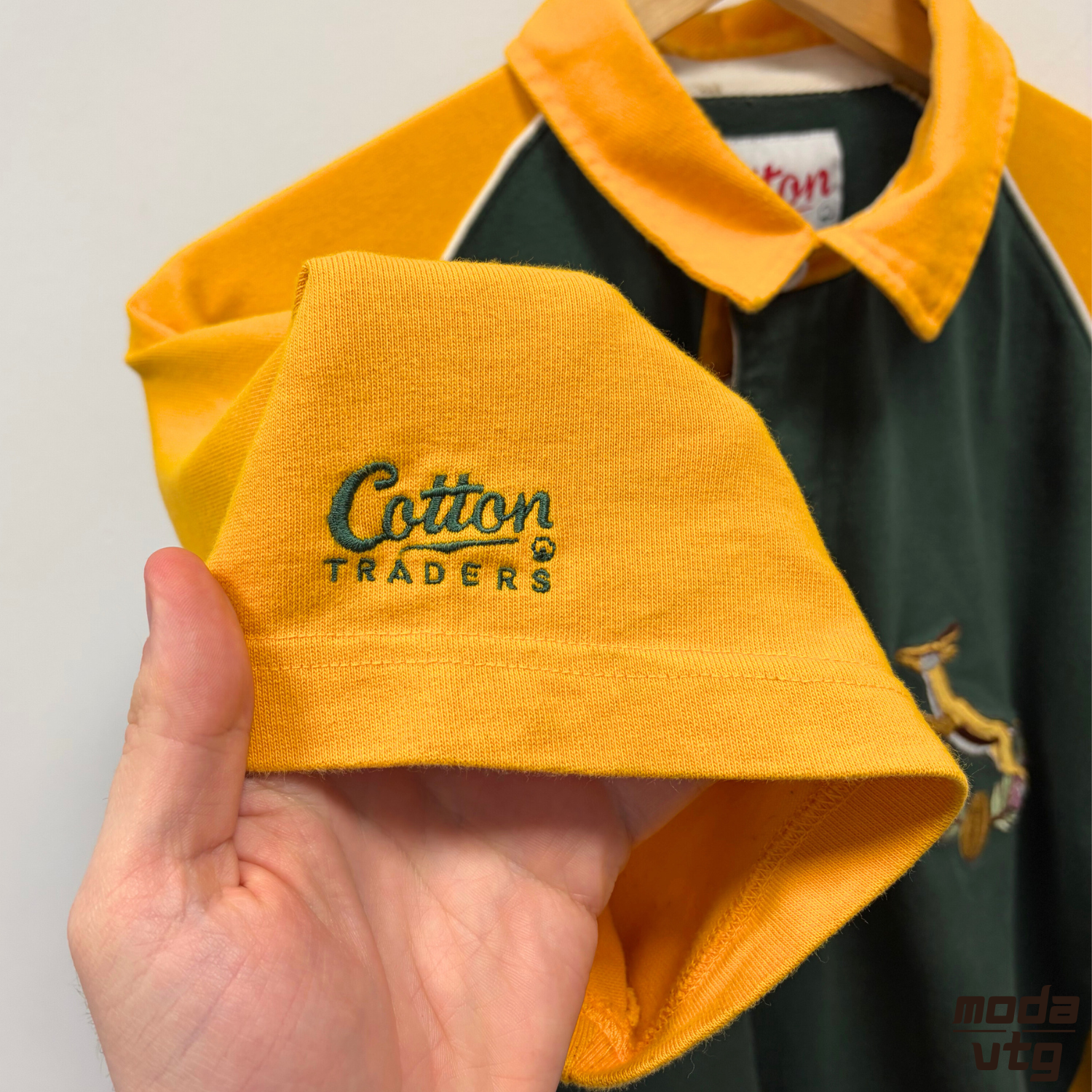 Vintage 1992 South Africa Rugby Polo Green Large Retro Cotton Traders Springboks