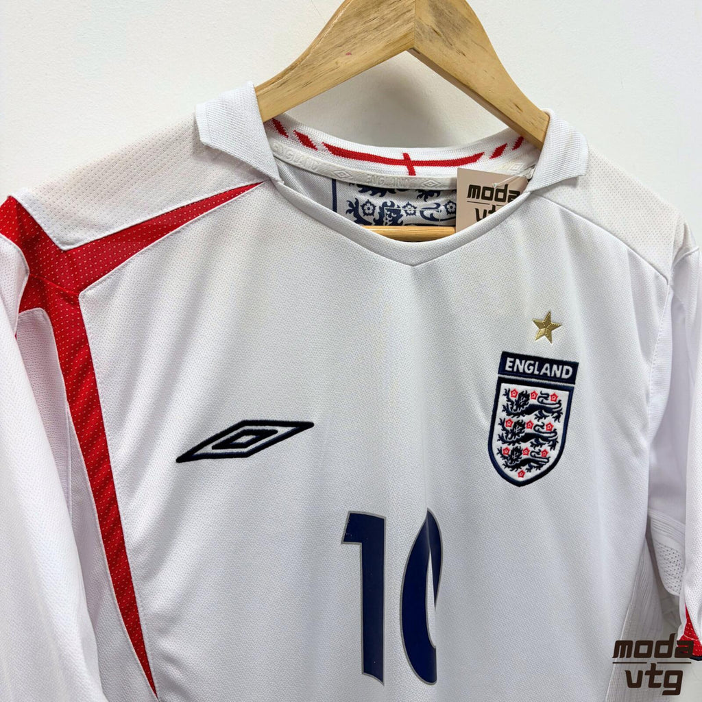 Vintage 2006/08 England Jersey White Large Michael Owen Retro Unisex Umbro