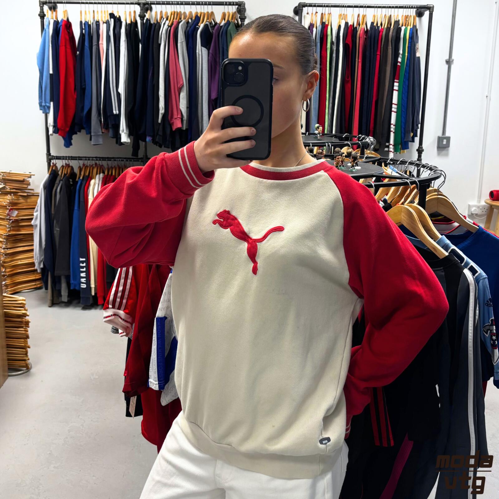 Vintage 90s Puma Sweatshirt Beige Medium Retro Unisex