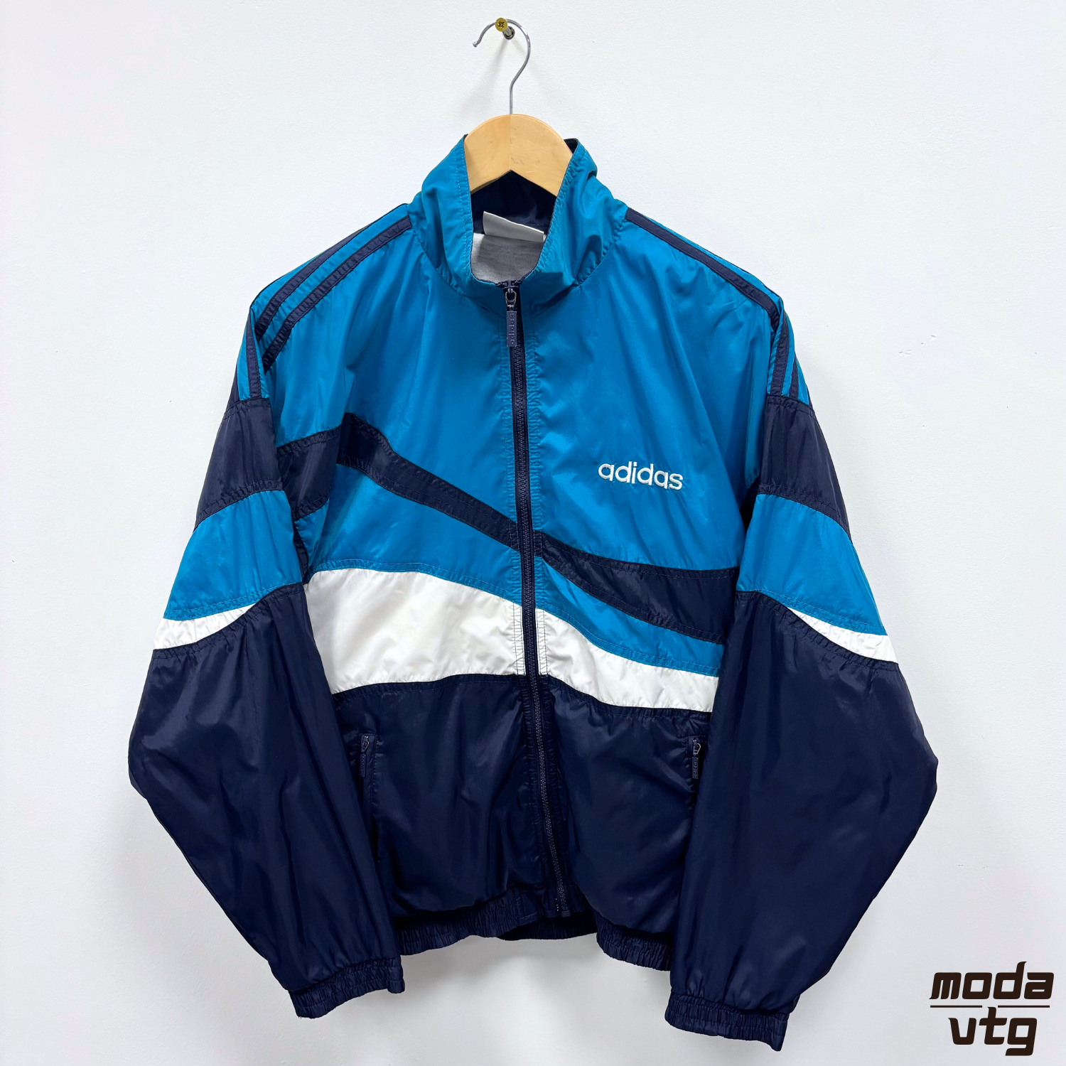 Vintage 90s Adidas Track Jacket Navy Medium Retro Festival