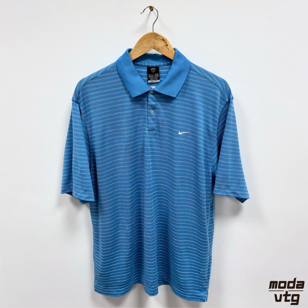 Vintage Y2K Nike Golf Polo Blue Large Striped