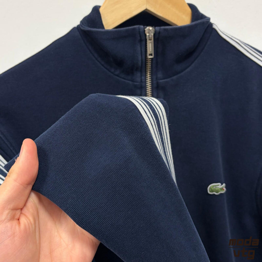 Vintage Y2K Lacoste Sweatshirt Navy Small Retro Unisex Full Zip